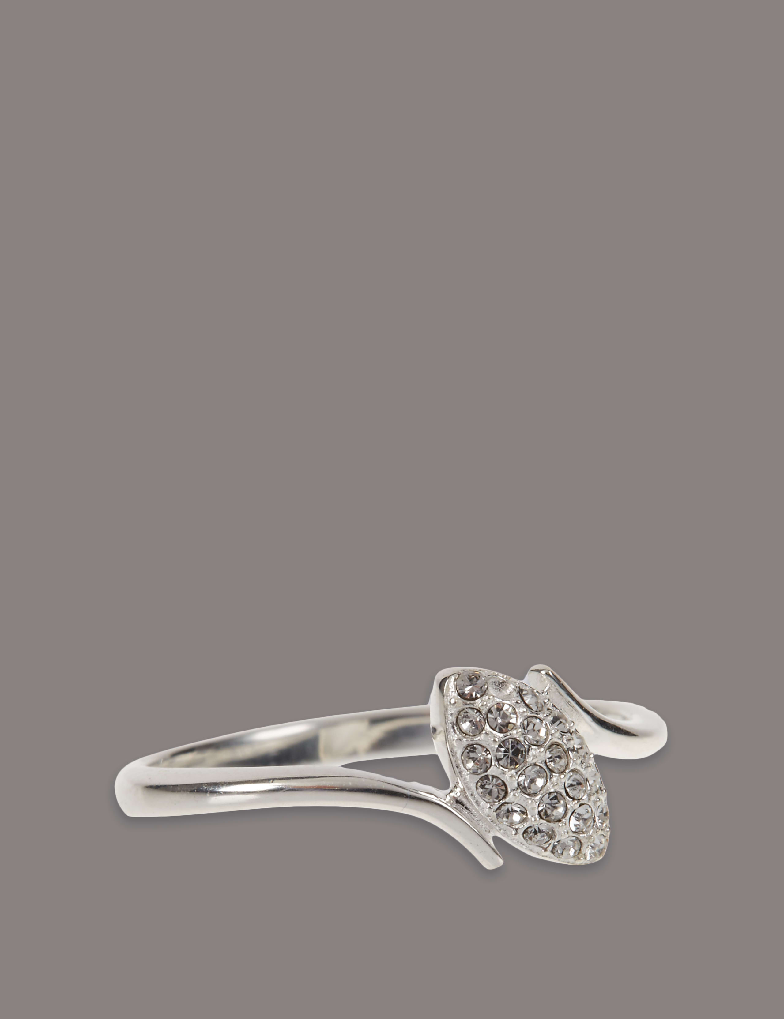 Sterling Silver Diamanté Angle Pave Ring 2 of 2