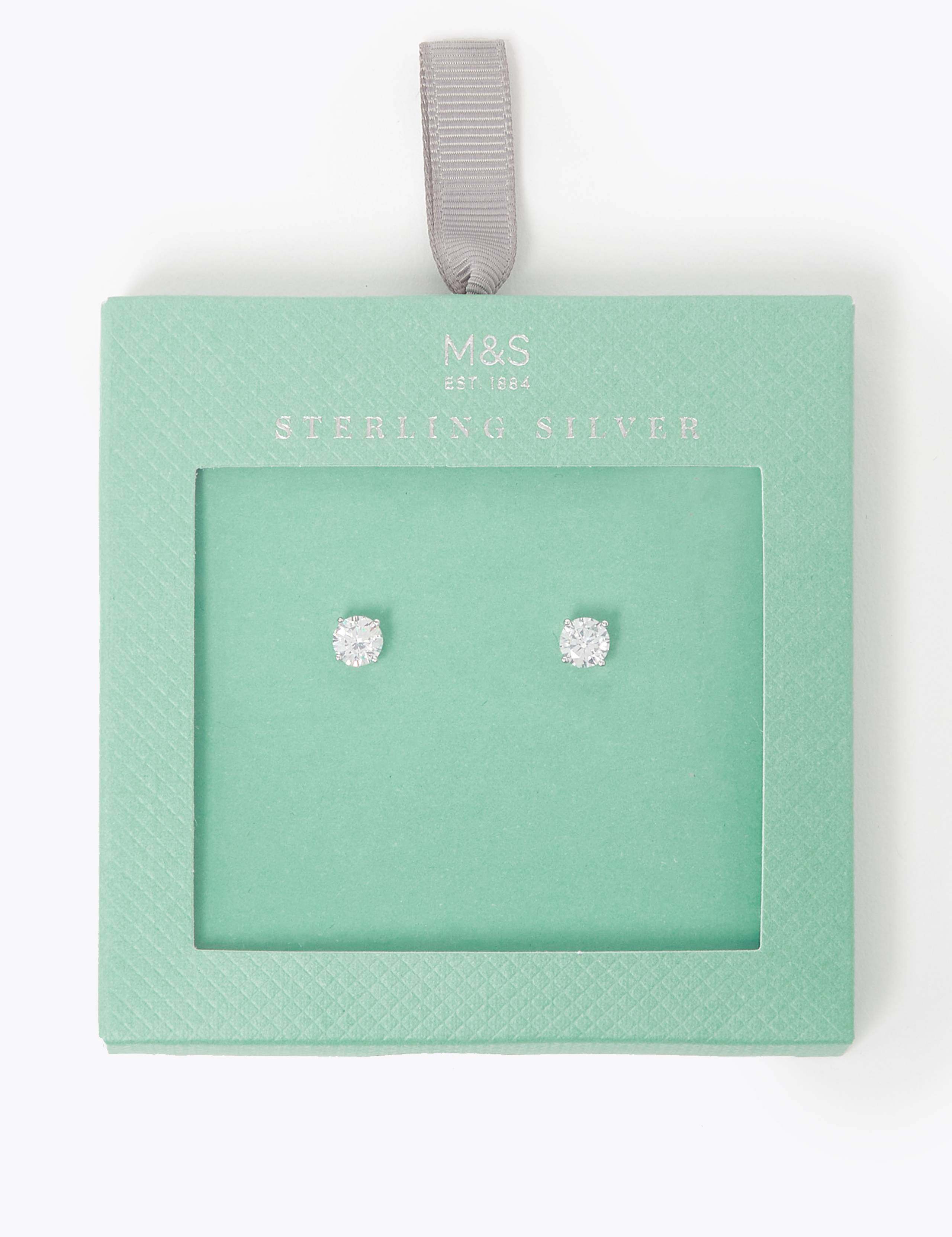 Sterling Silver Stone Stud Earrings 1 of 2