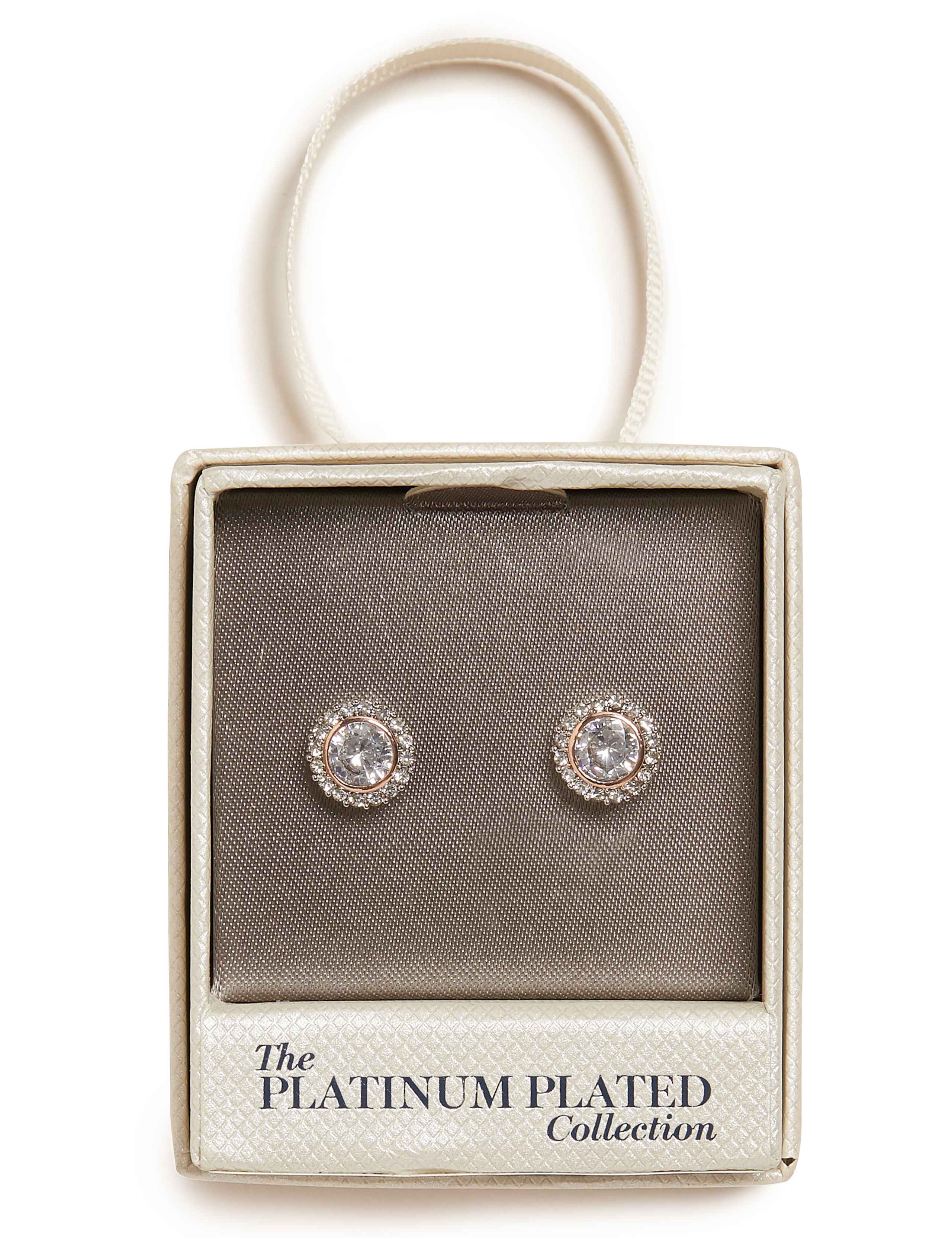Platinum Plated Rose Trim Earrings 1 of 2