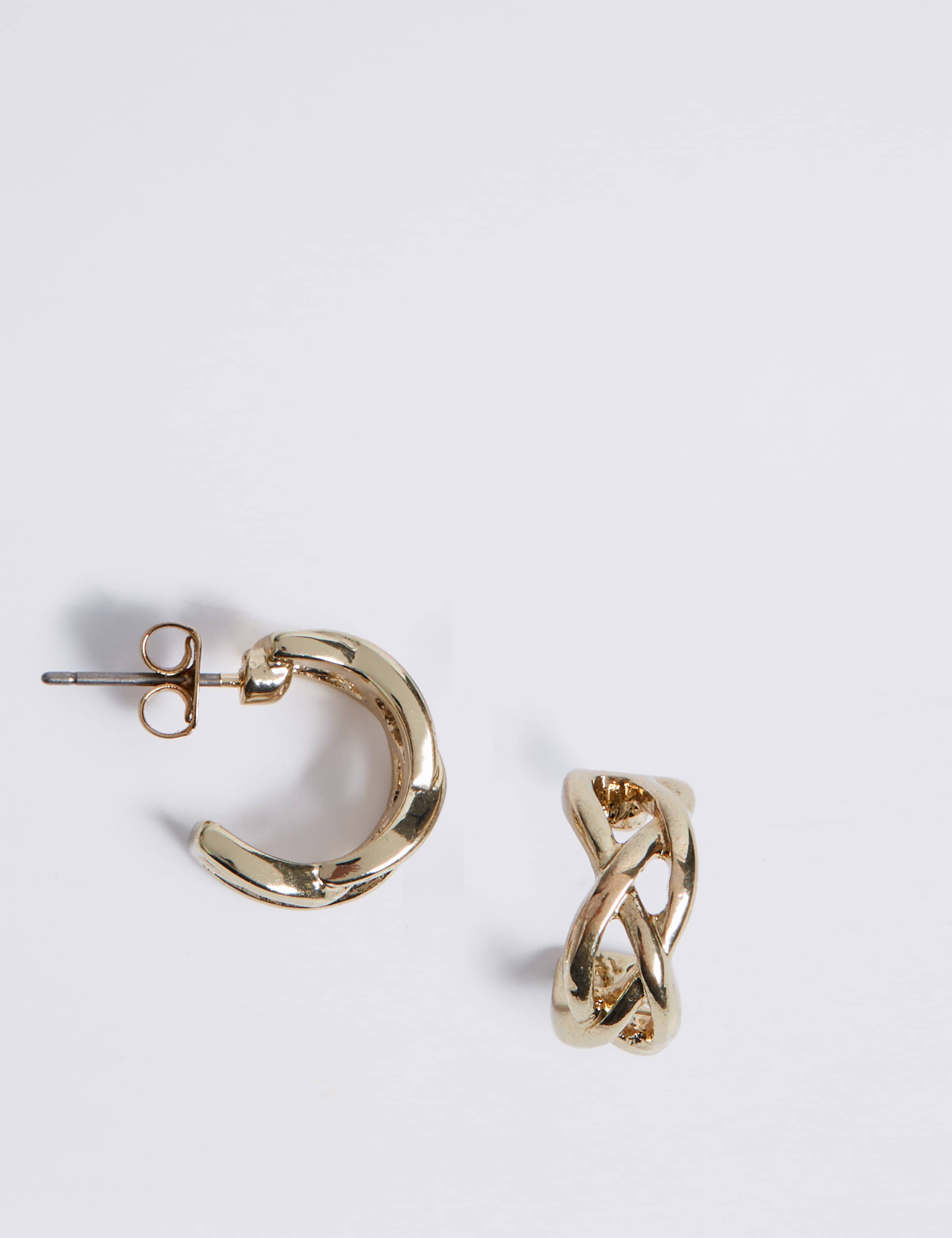 Gold Plated Criss-Cross Hoop Earrings 1 of 3