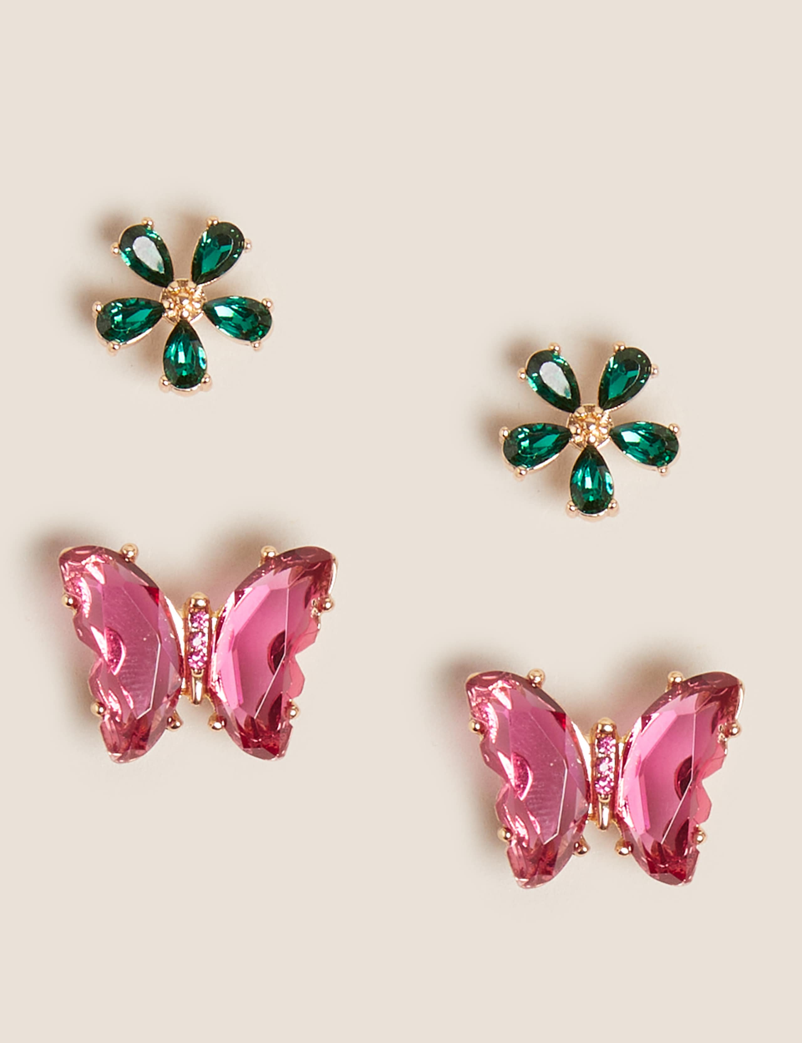 2 Pack Sparkle Butterfly & Flower Earrings 1 of 1