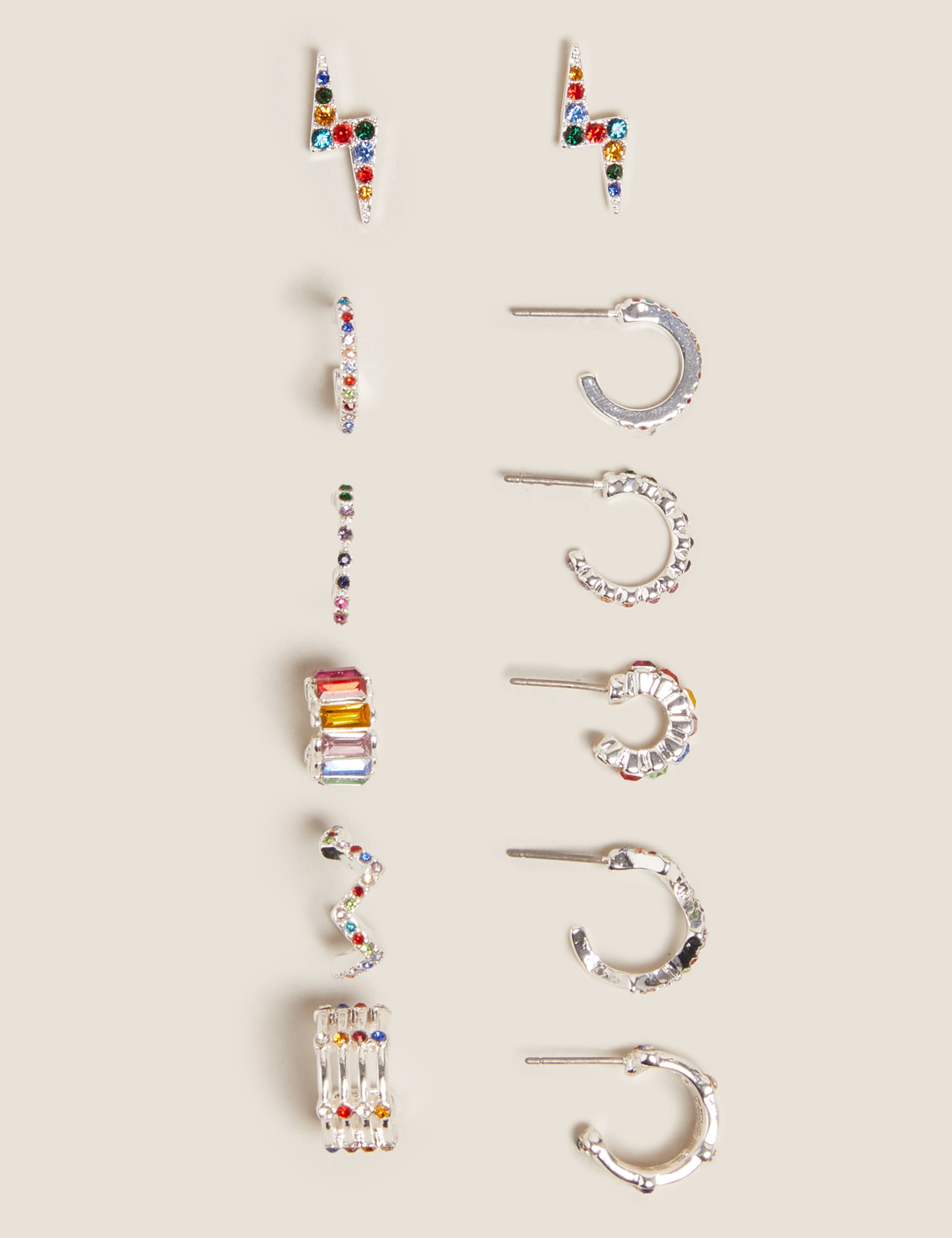 6 Pack Sparkle Rainbow Hoop Earrings 1 of 1