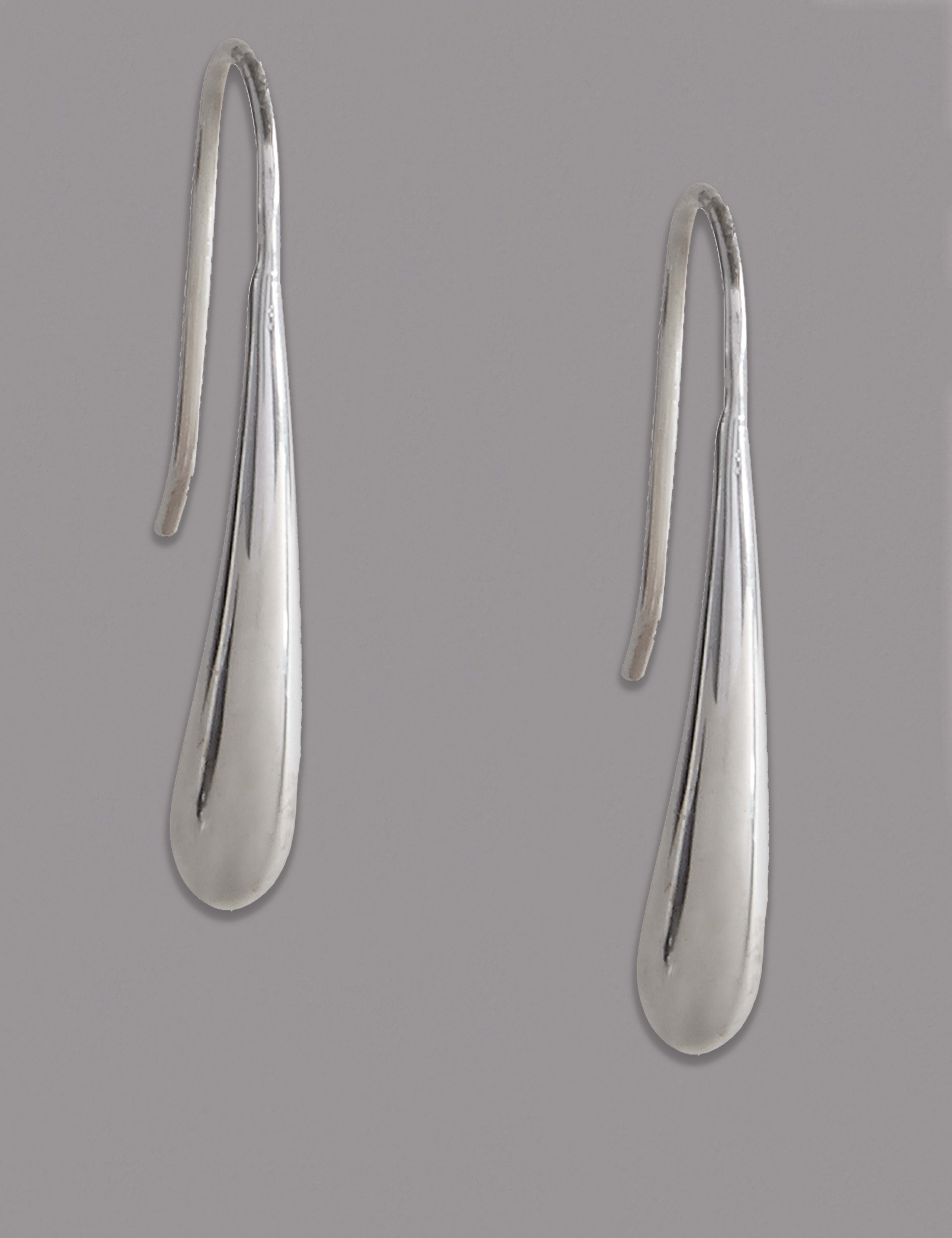 Sterling Silver Sleek Loop Drop Earrings 2 of 3