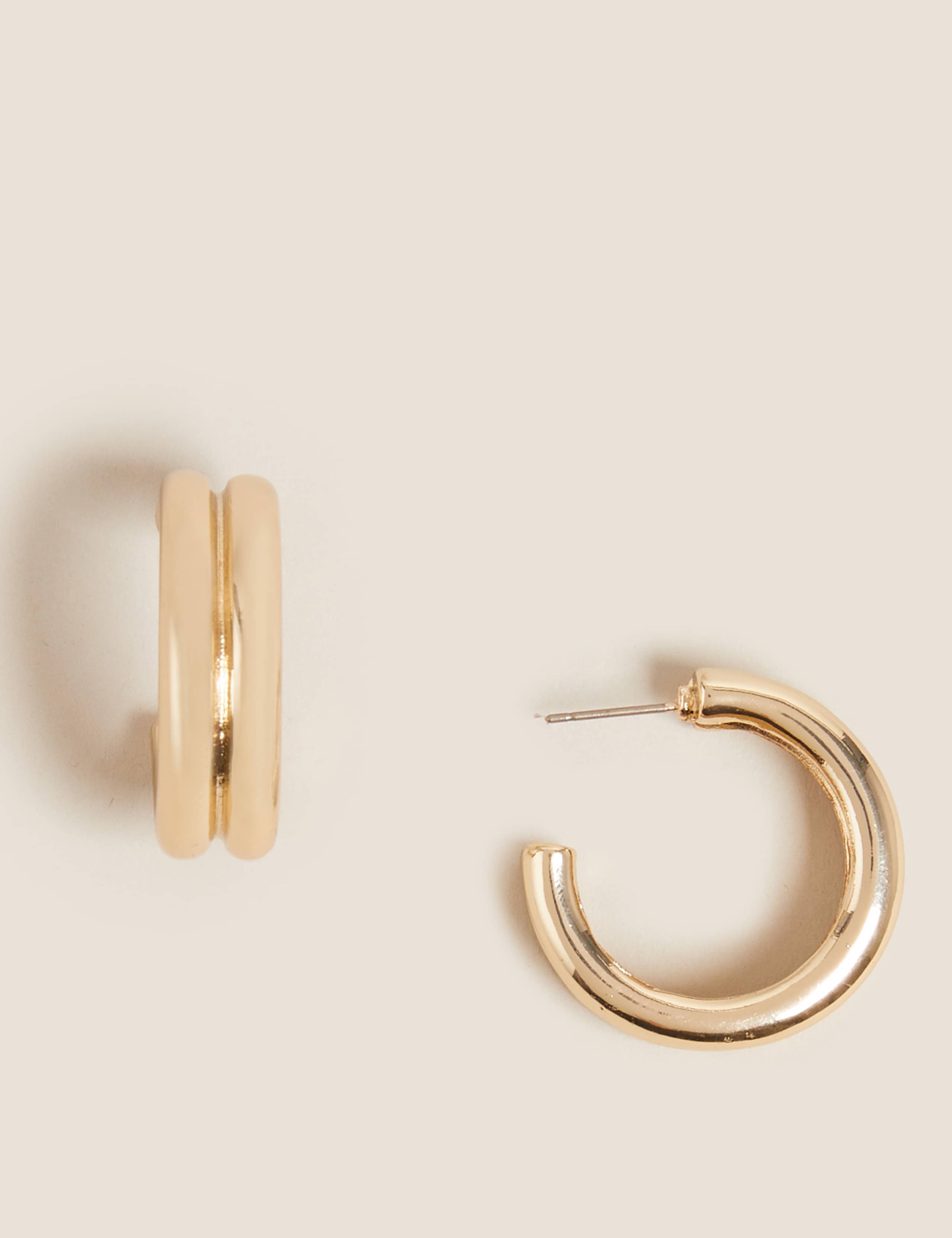 Silver Tone Chunky Double Hoop Earrings 1 of 1