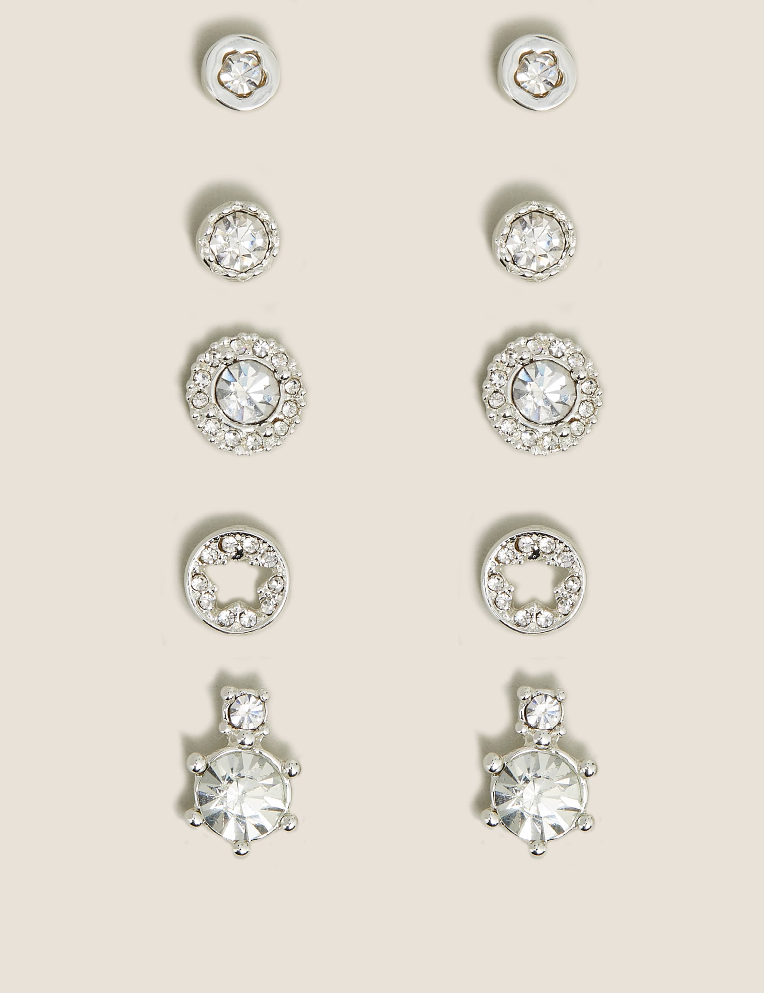 5 Pack Sparkle Stud Earrings 1 of 1