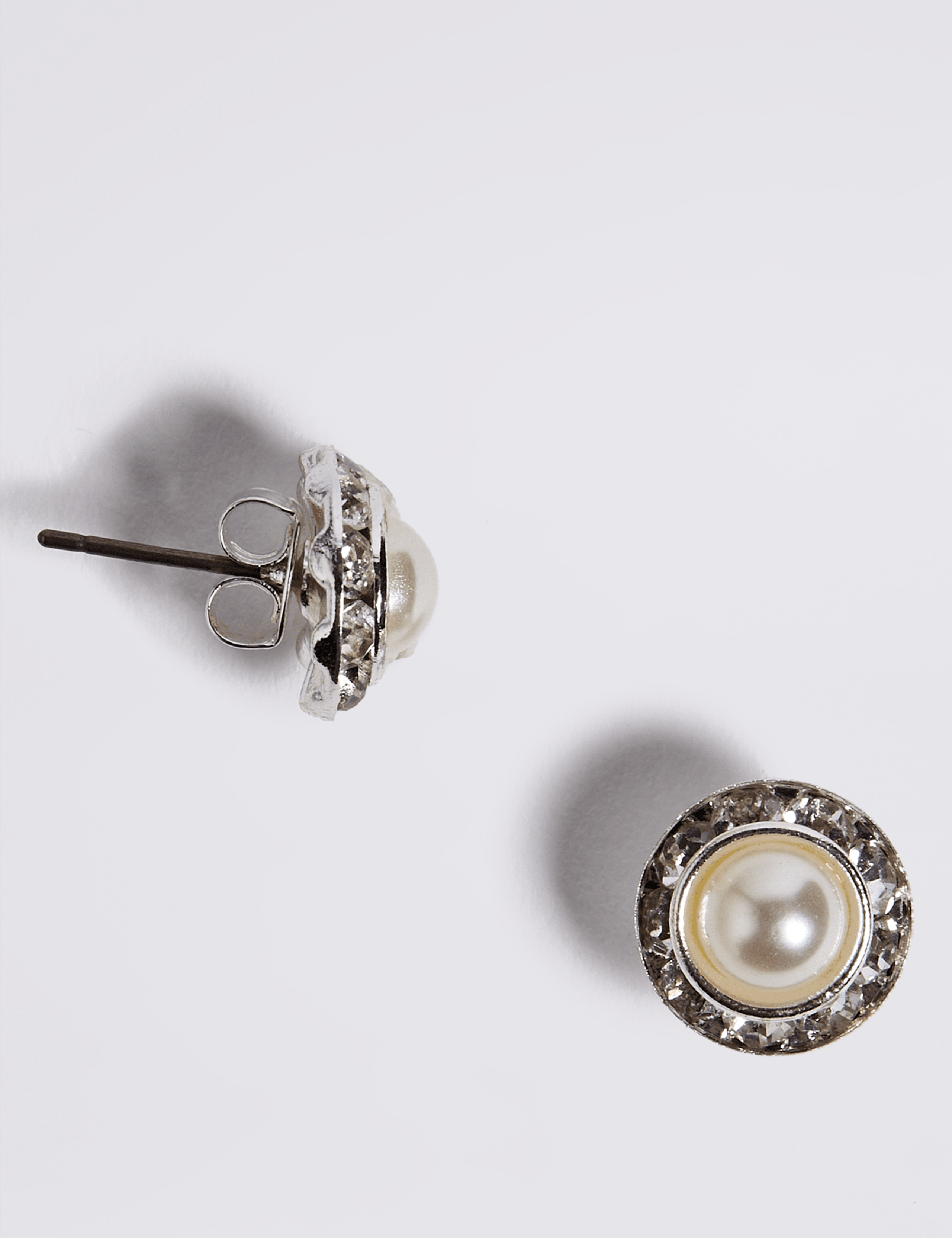 Pearl Effect Crystal Circle Stud Earrings 1 of 1