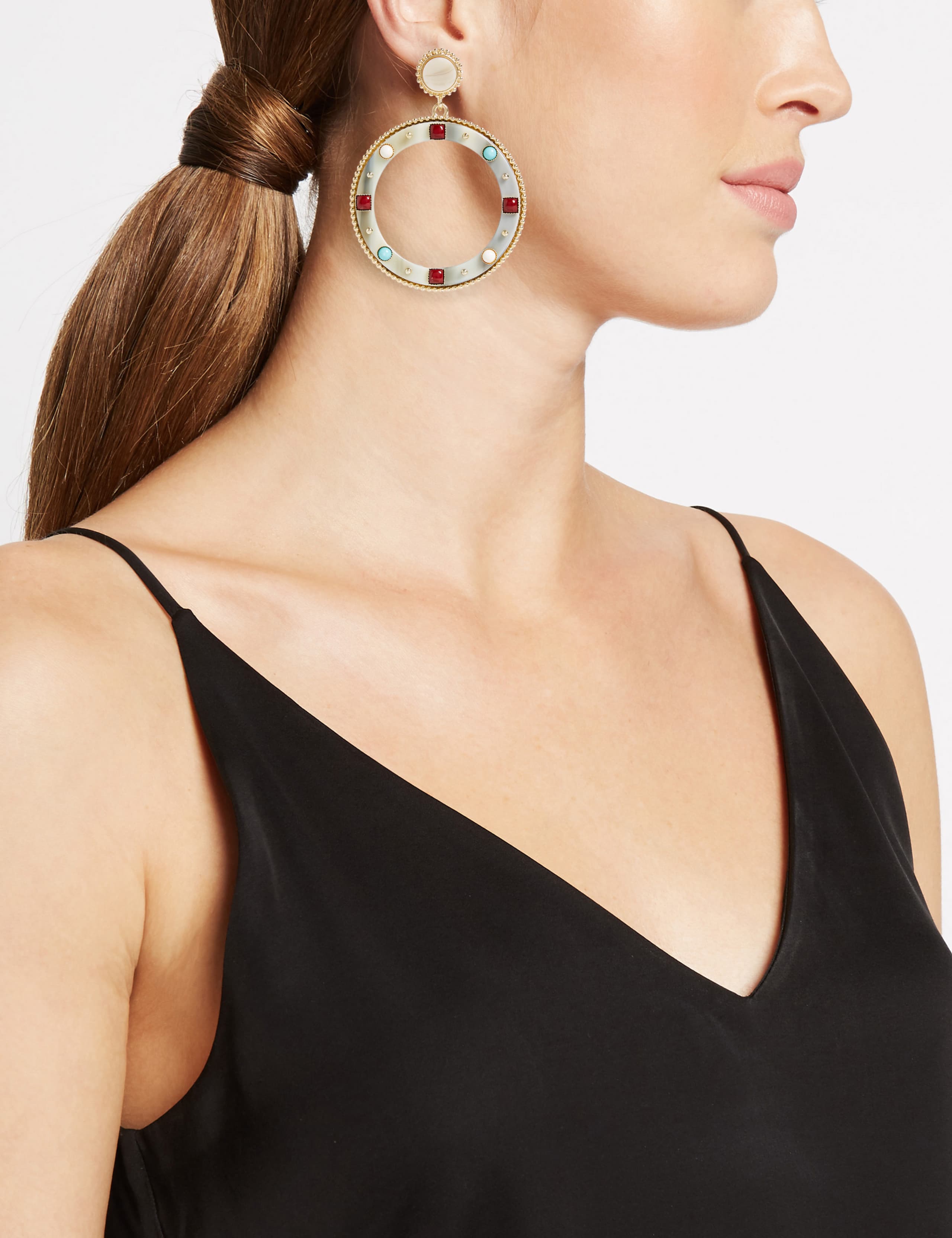 Mini Gems Statement Hoop Earrings 1 of 2