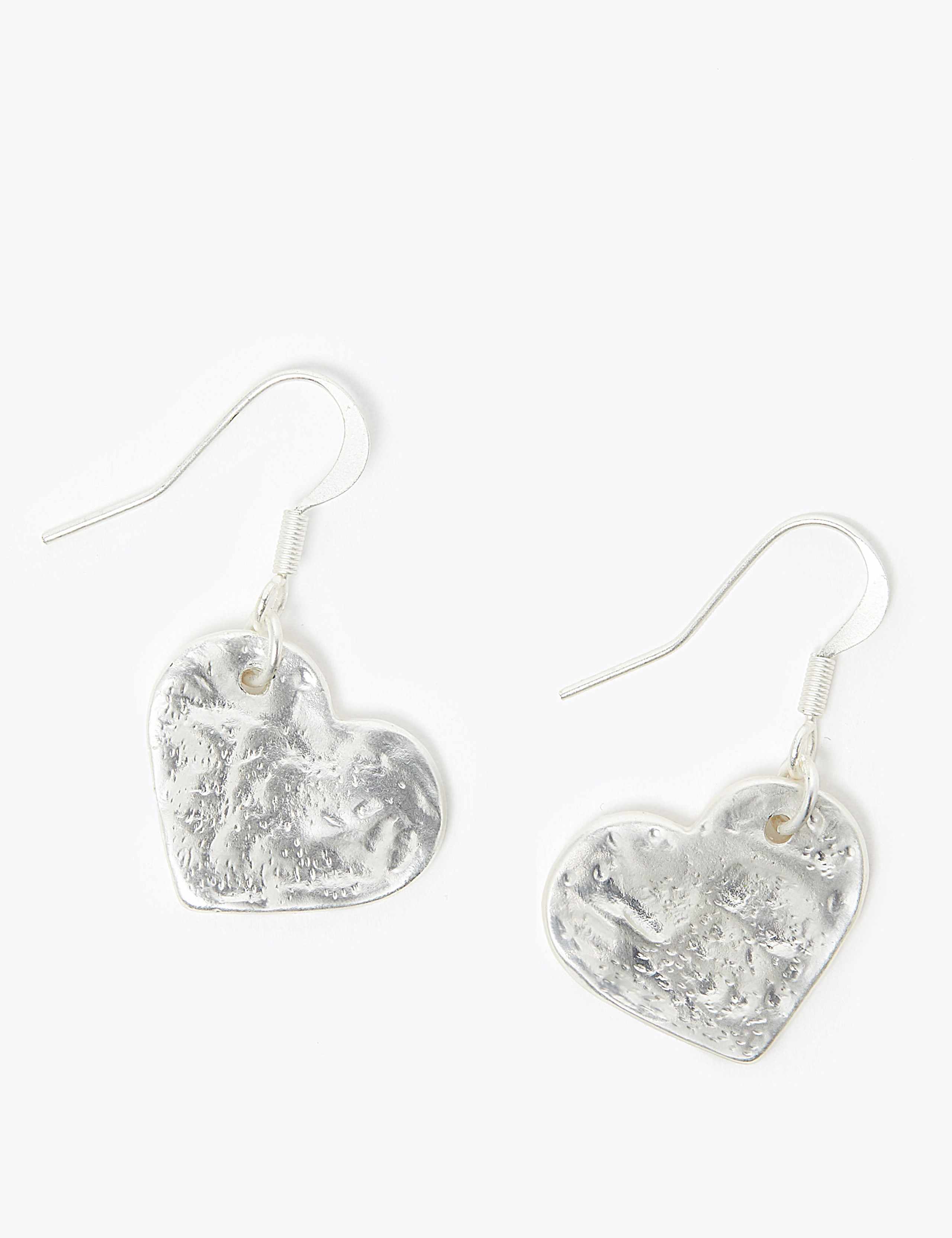 Hammered Heart Drop Earrings 1 of 1