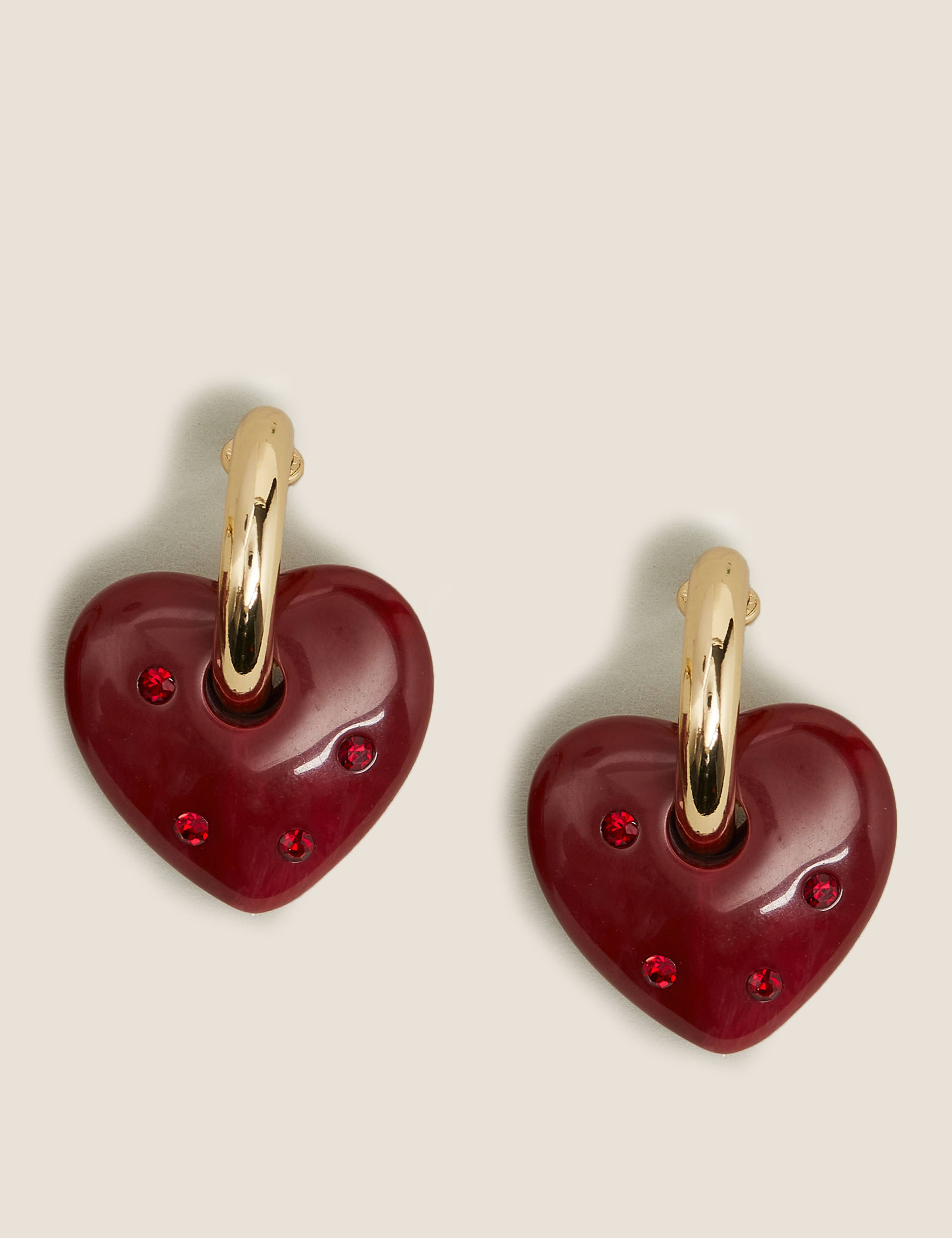Resin Sparkle Chunky Heart Hoop Earrings 1 of 1