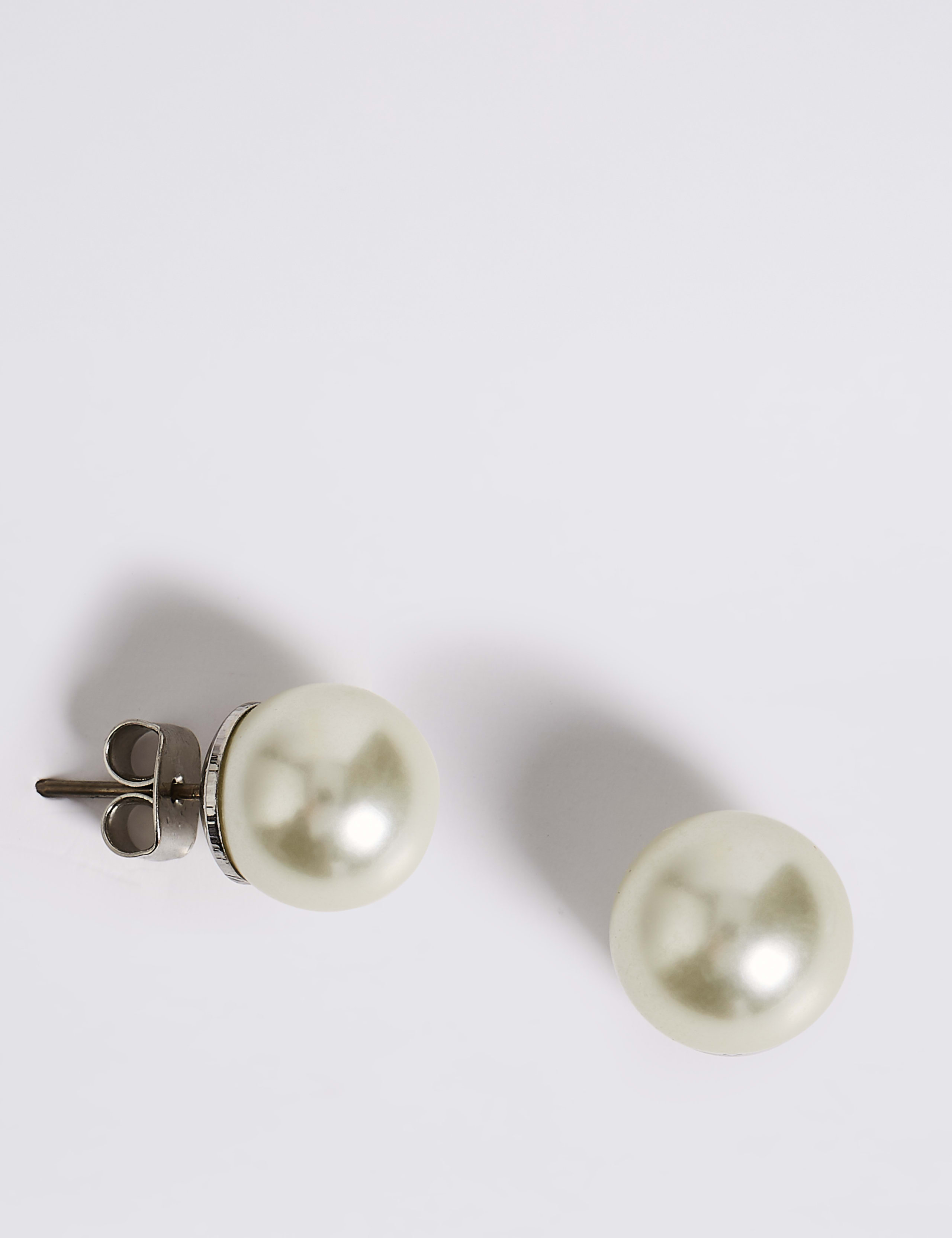 Pearl Effect Stud Earrings 2 of 2