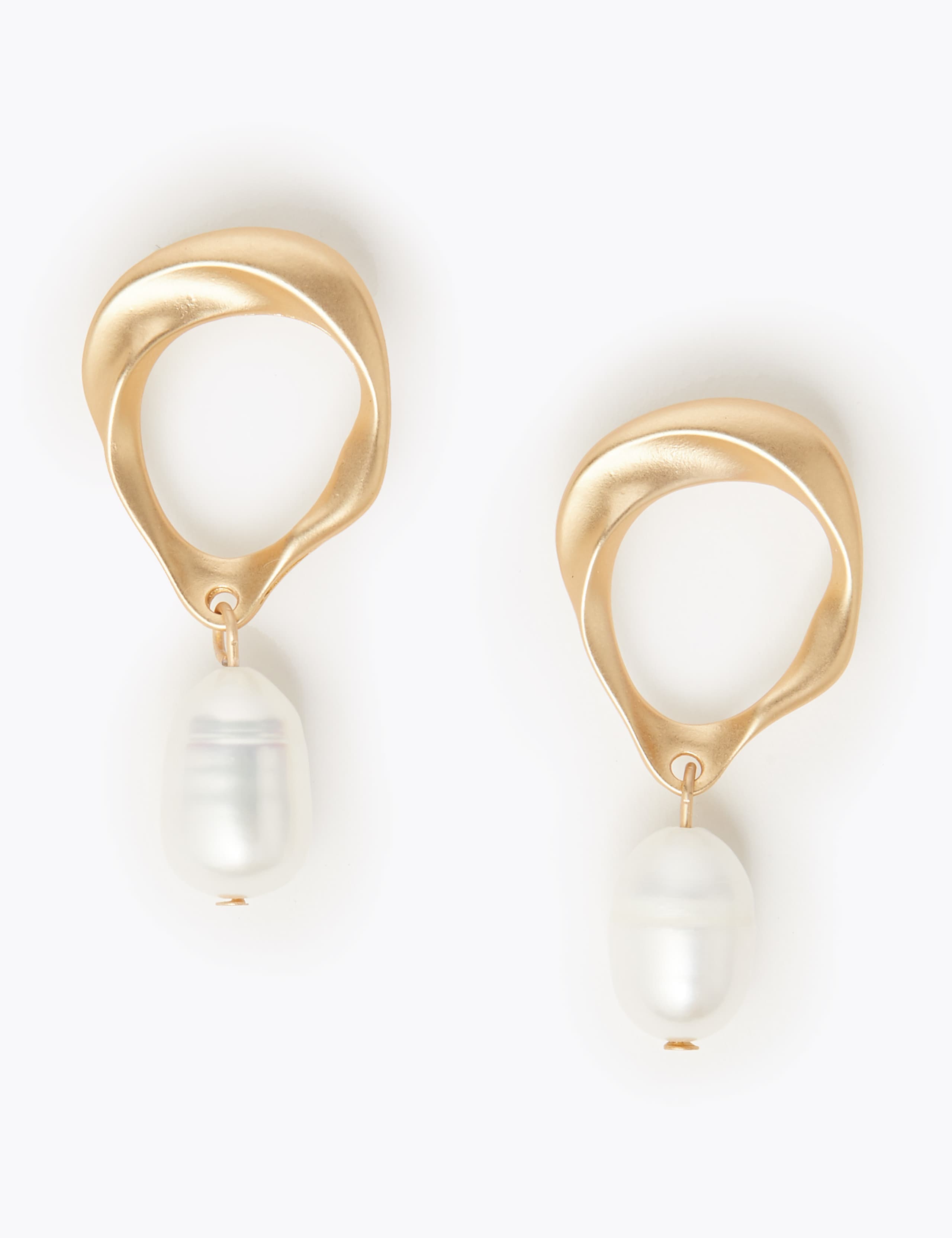 Oval Twist Pearl Drop Earrings 1 of 1
