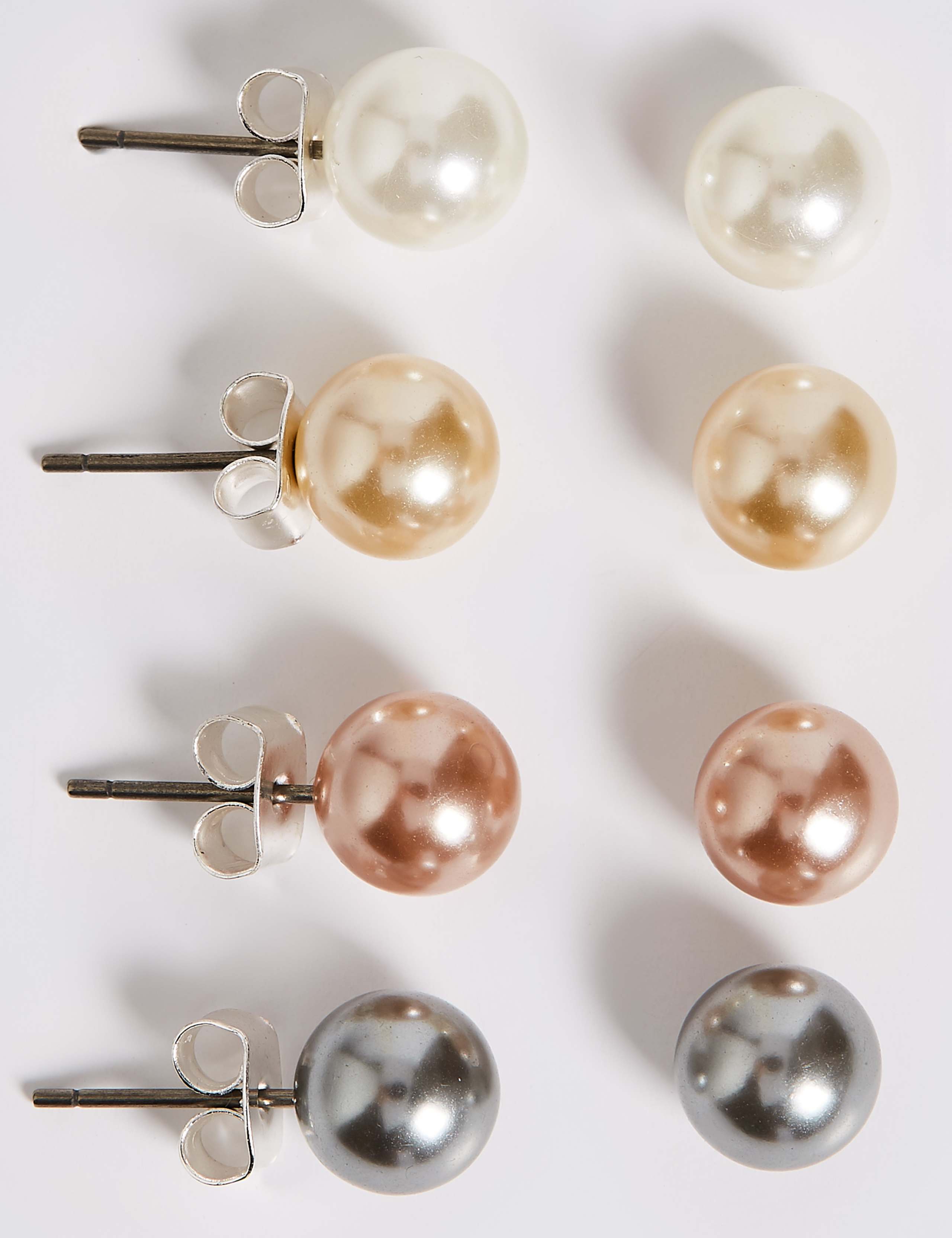 4 Pack Pearl Effect Earrings Set 1 of 2
