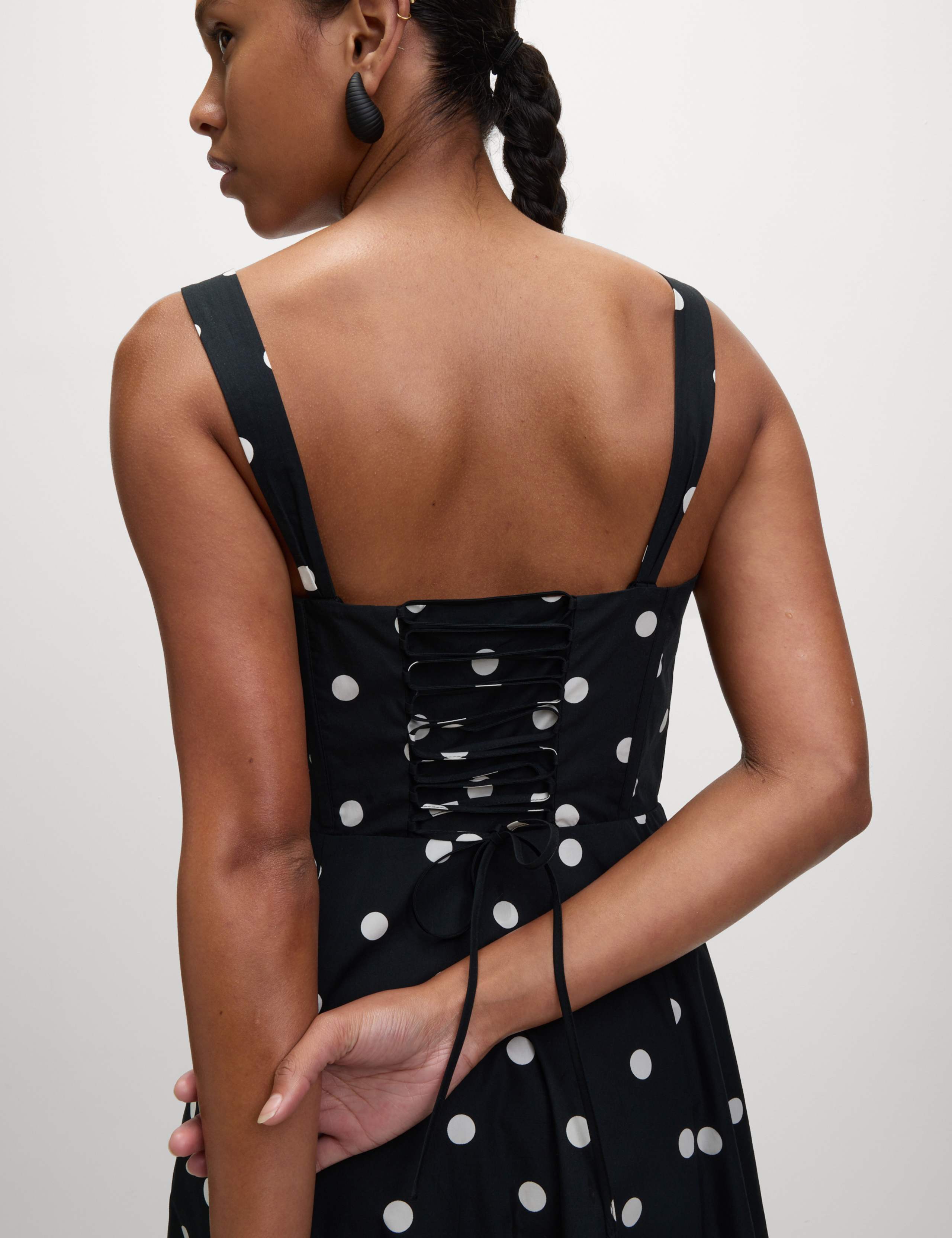 Pure Cotton Floral Corset Midi Skater Dress 4 of 6