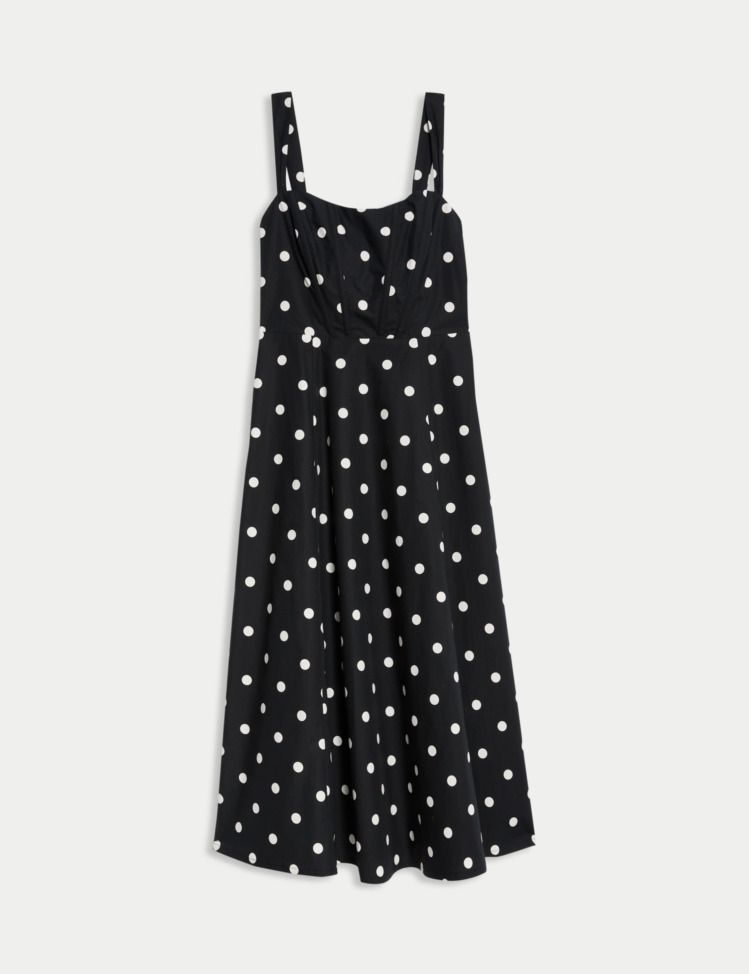 Pure Cotton Floral Corset Midi Skater Dress 2 of 6
