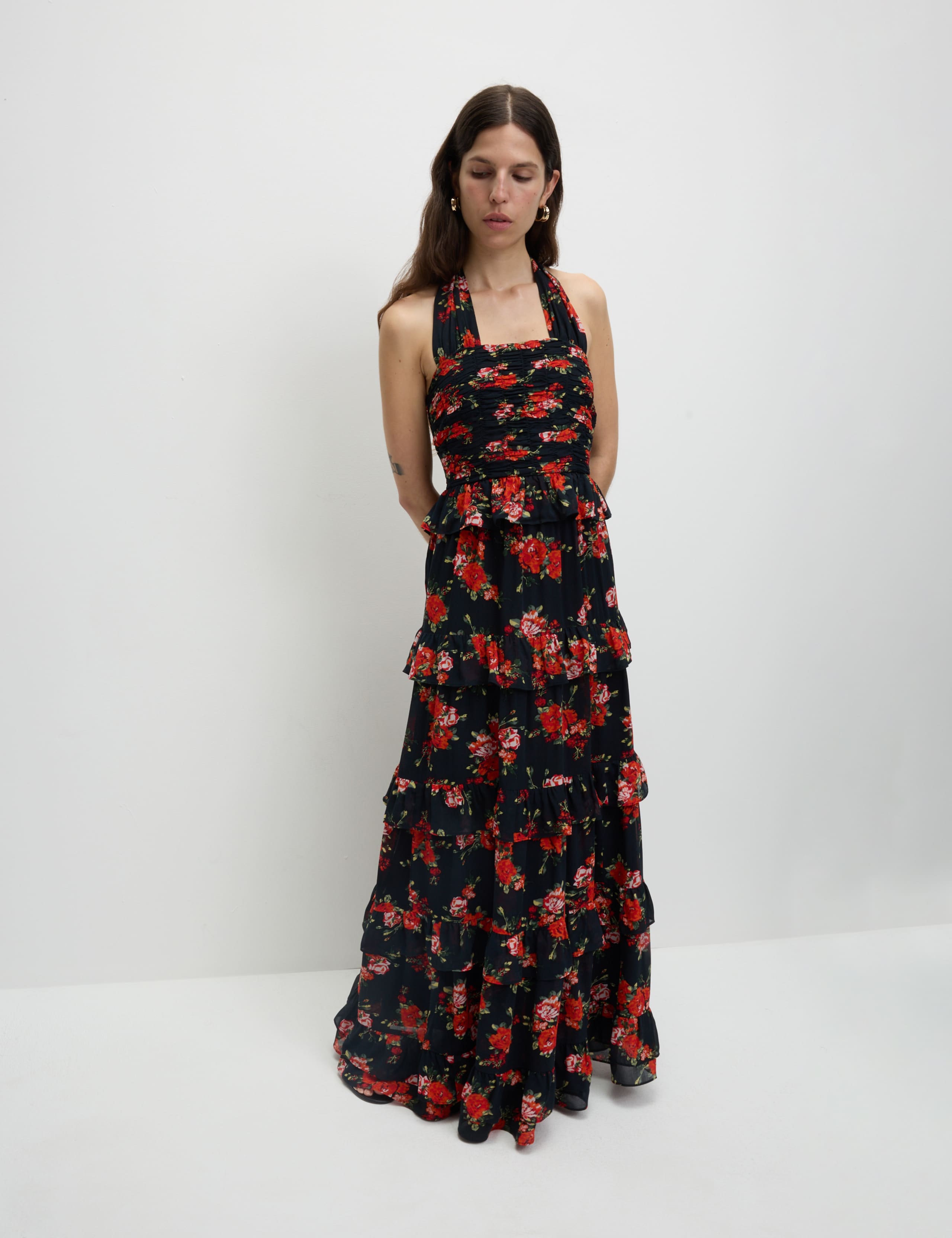 Floral Halterneck Maxi Tiered Dress 4 of 8