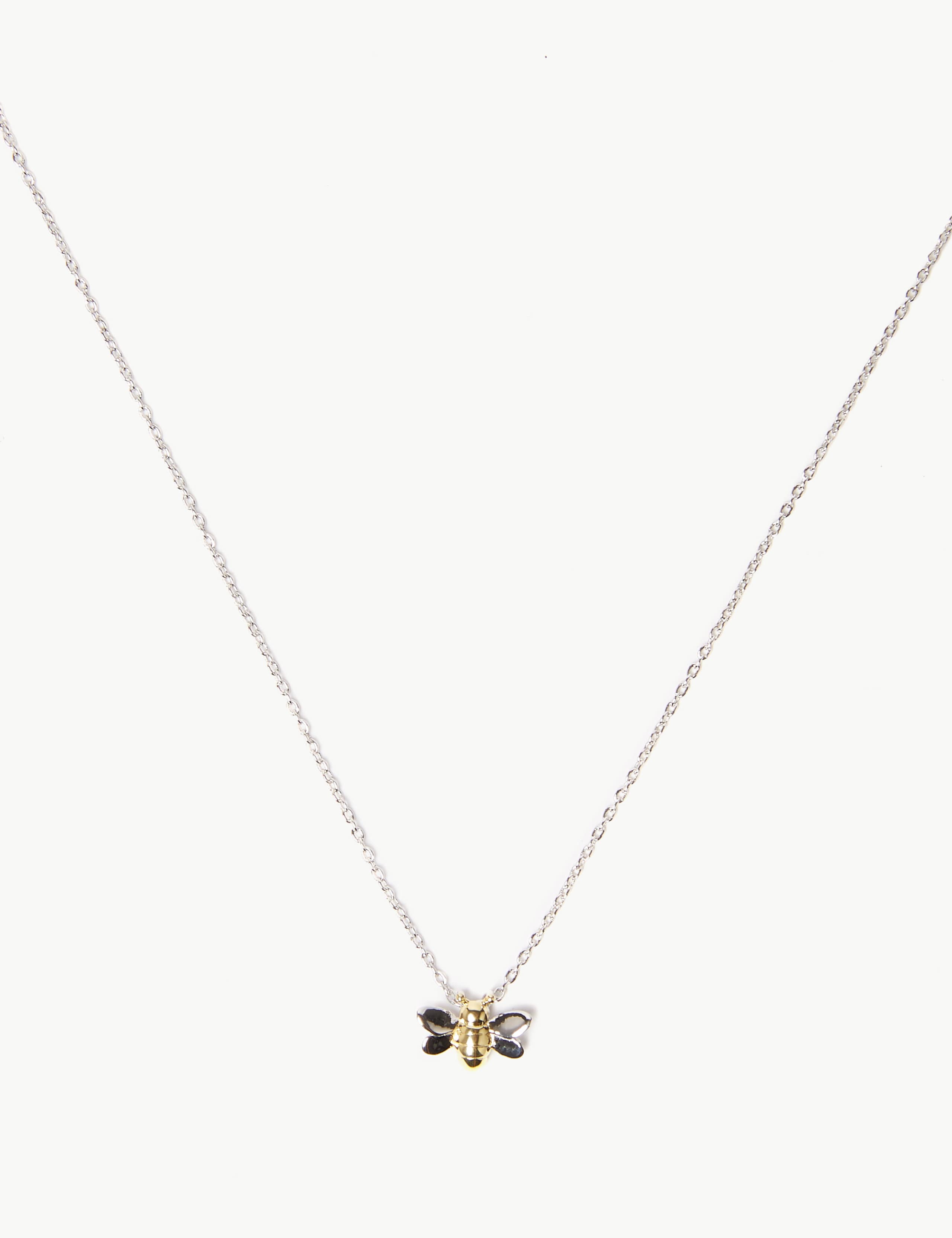 Sterling Silver Bee Pendant Necklace 1 of 3