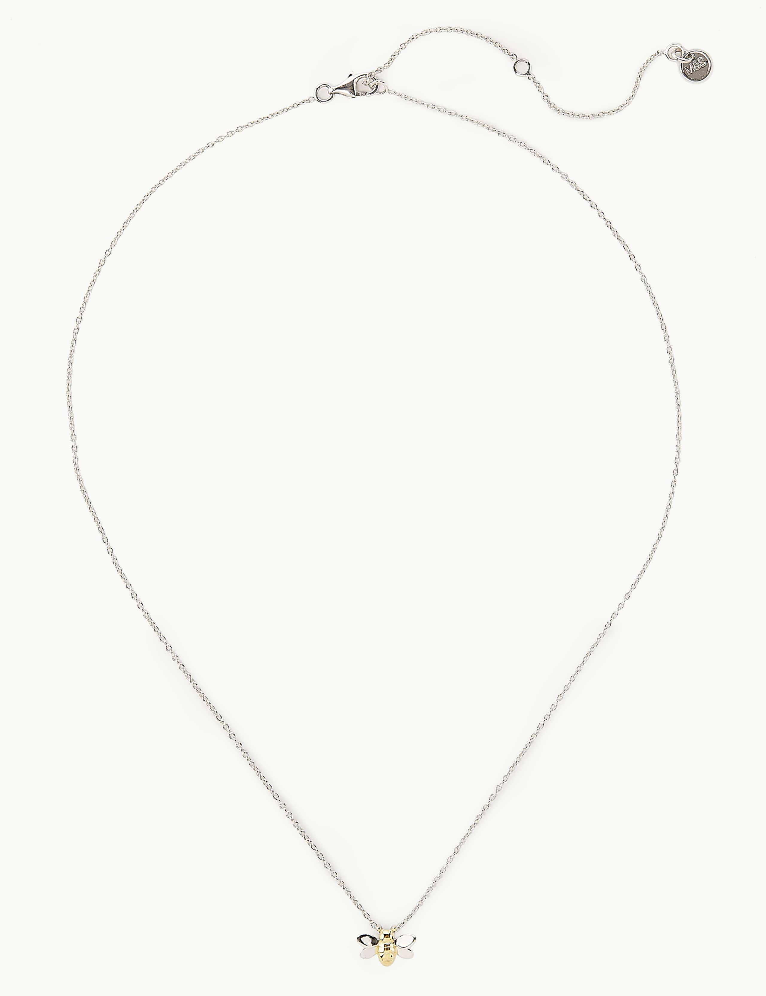 Sterling Silver Bee Pendant Necklace 2 of 3