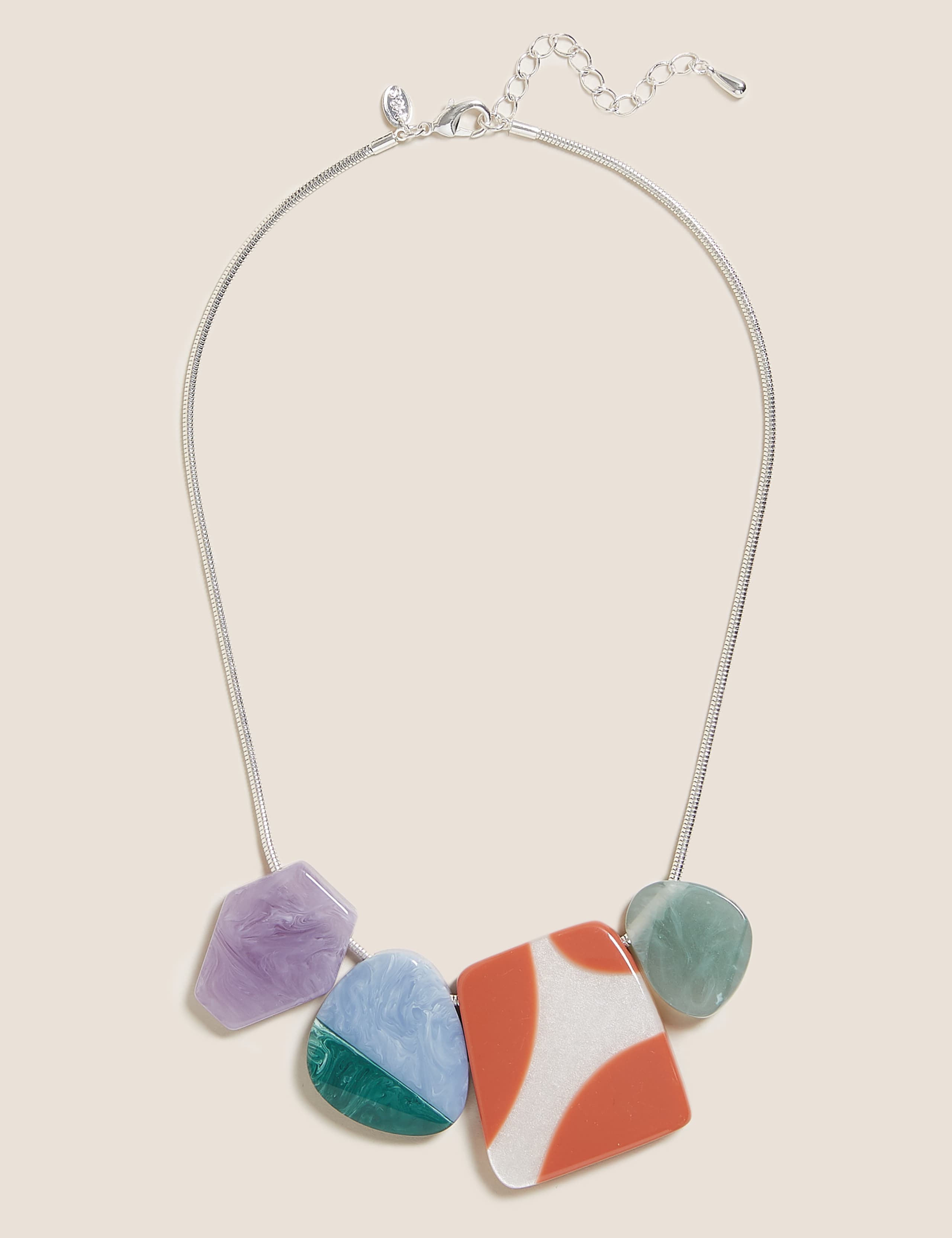 Short Resin Mixed Shape Statement Necklace 1 of 1