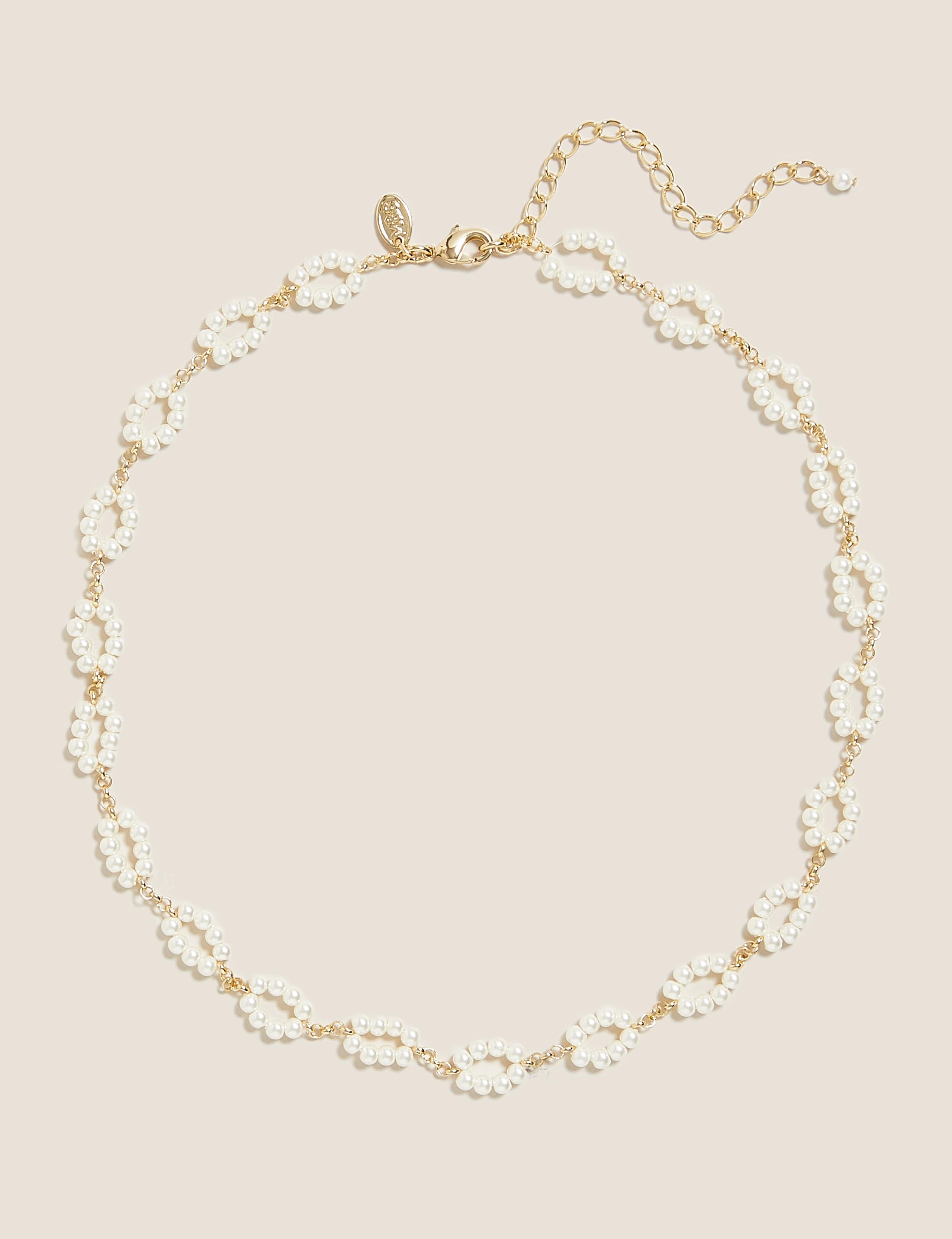 Short Pearl Effect Circle Necklace 1 of 1