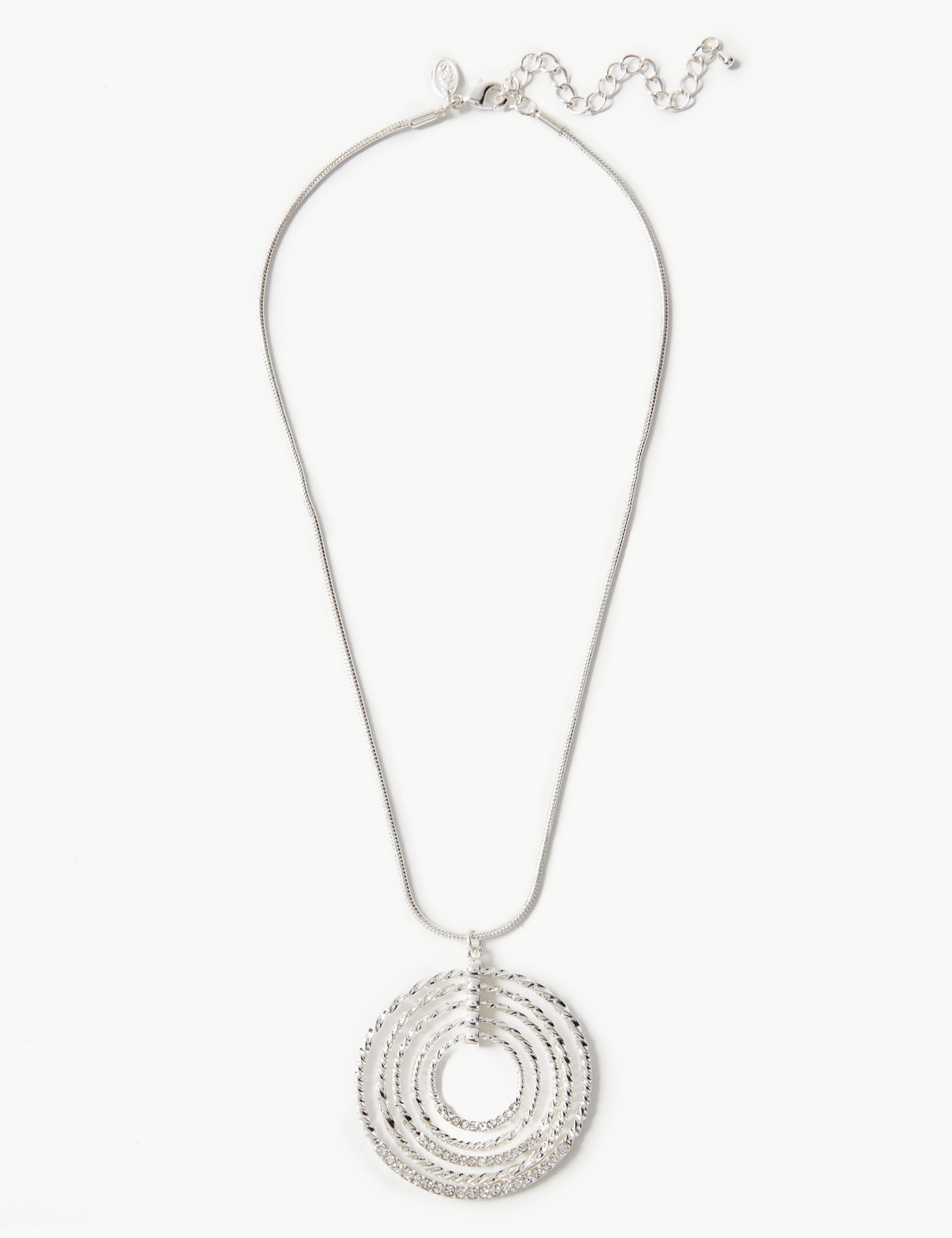 Silver Plated Multi Circle Pendant Necklace 1 of 1