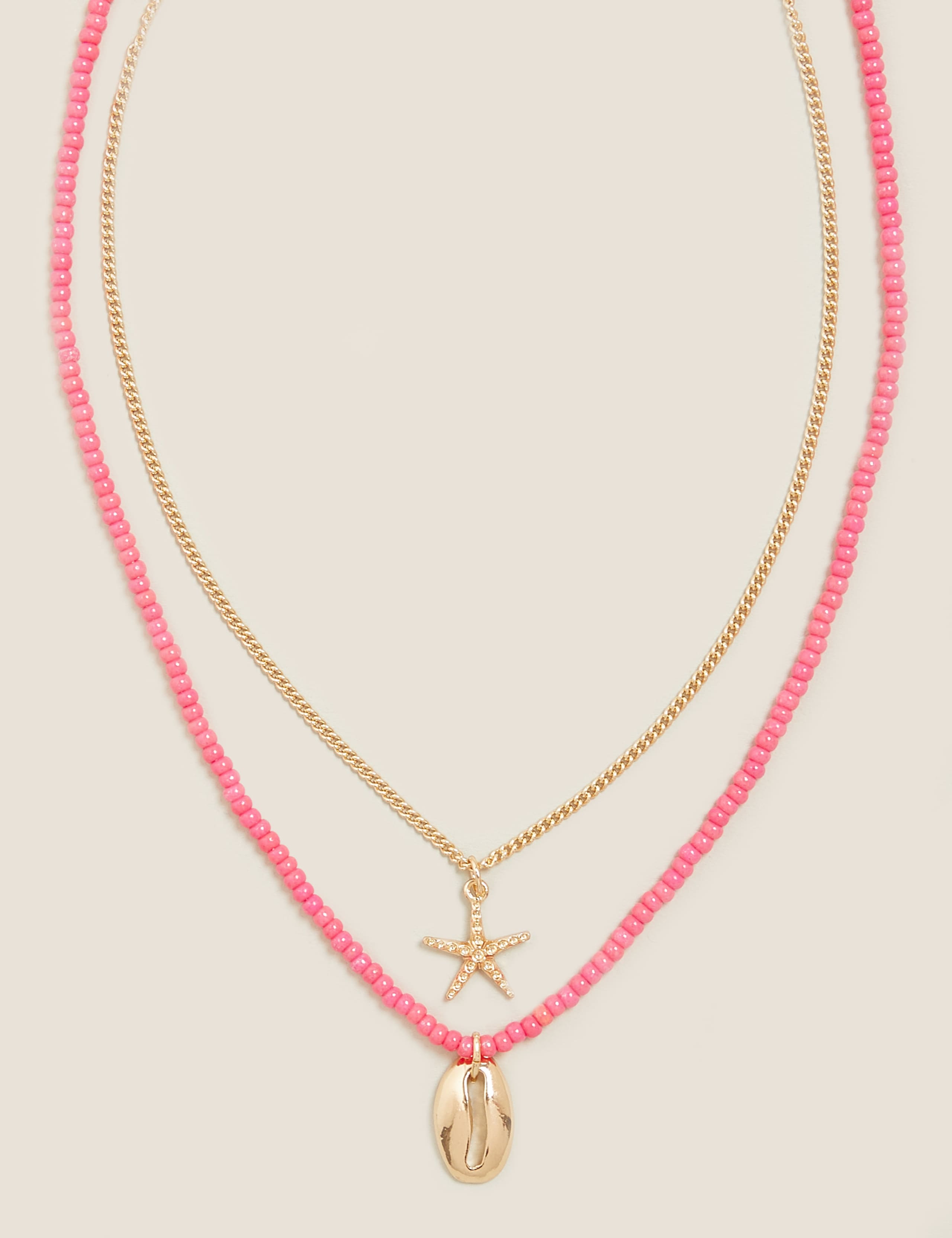 Layered Beaded Charm Pendant Necklace 2 of 2