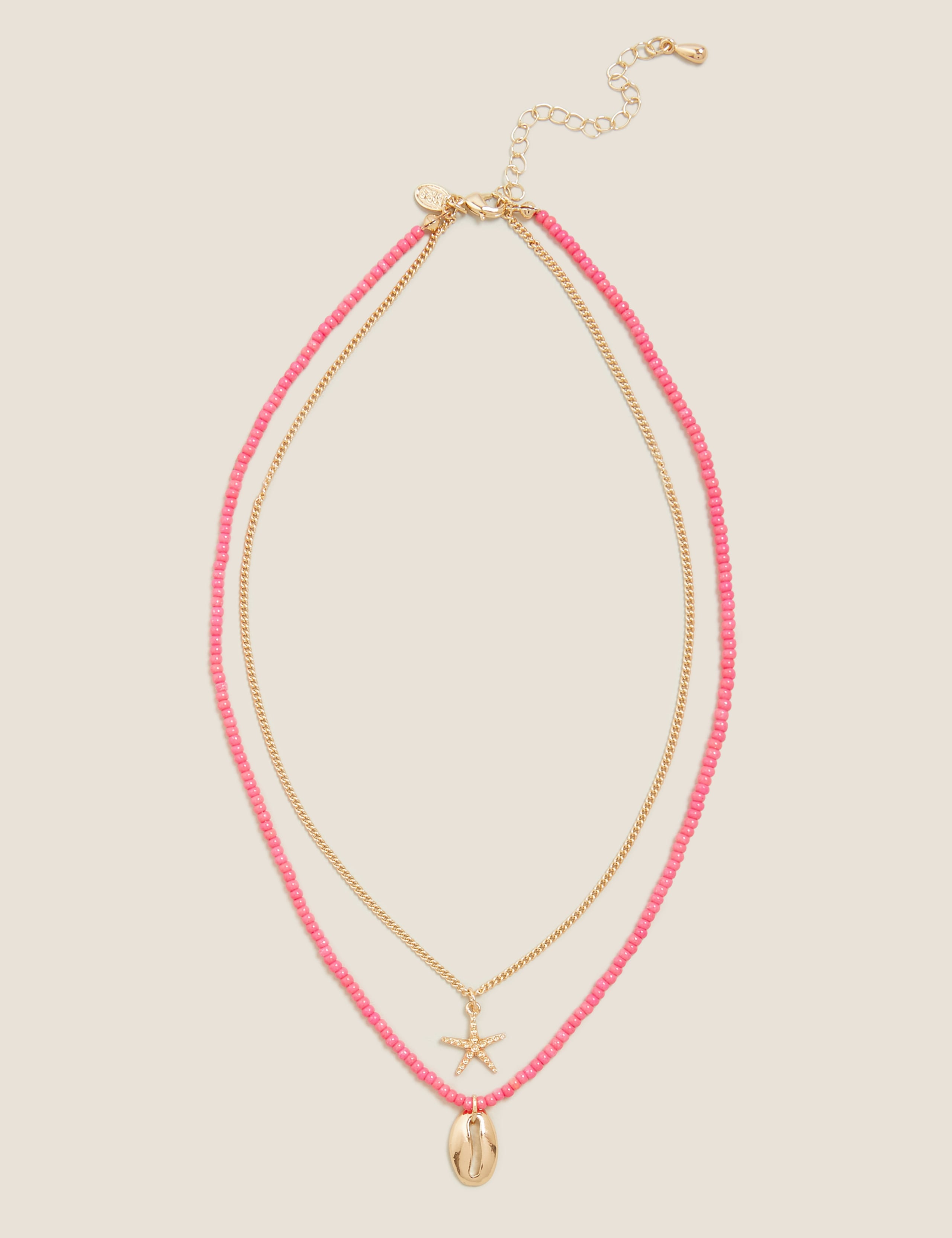 Layered Beaded Charm Pendant Necklace 1 of 2