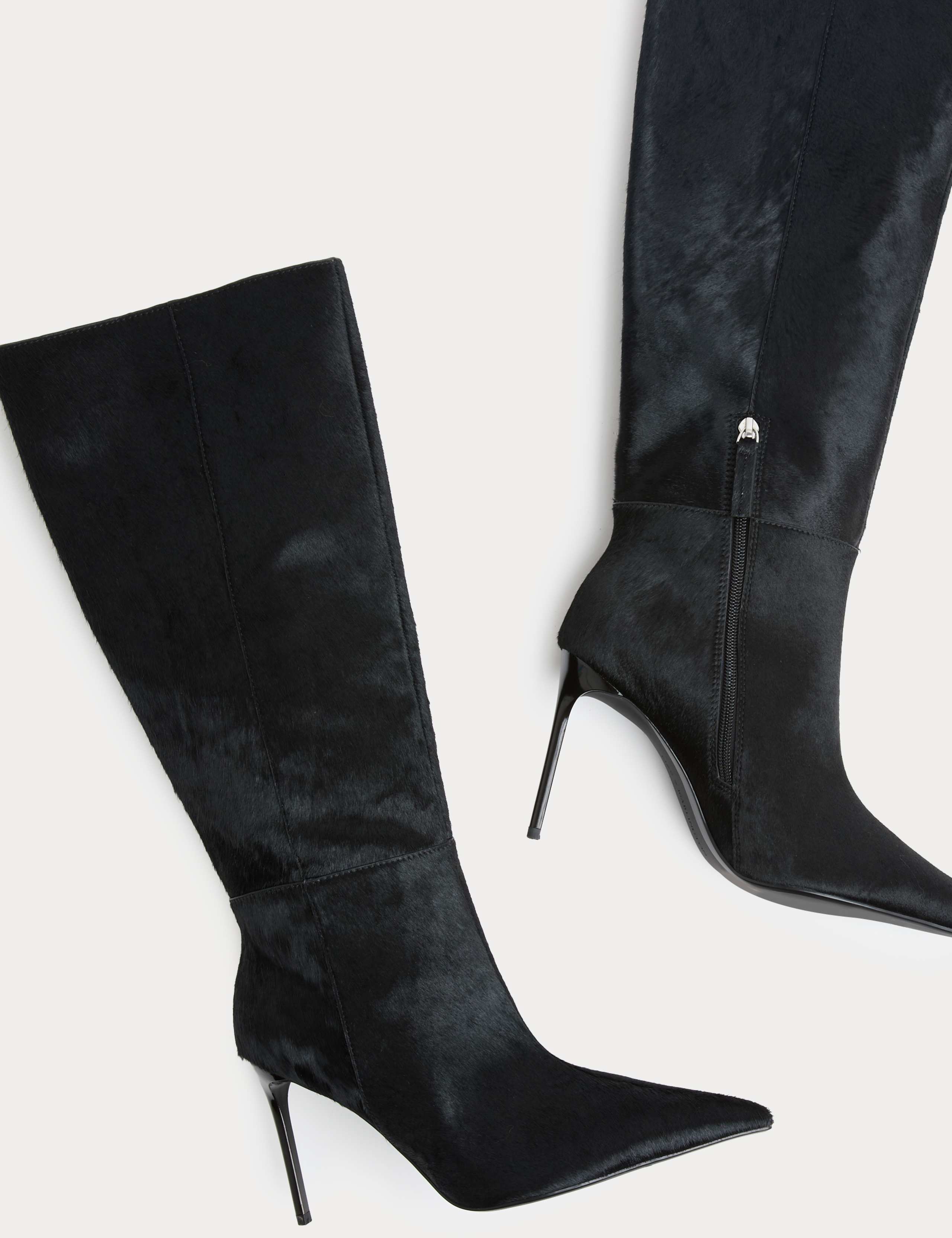 Hair On Leather Stiletto Heel Knee High Boots 5 of 5
