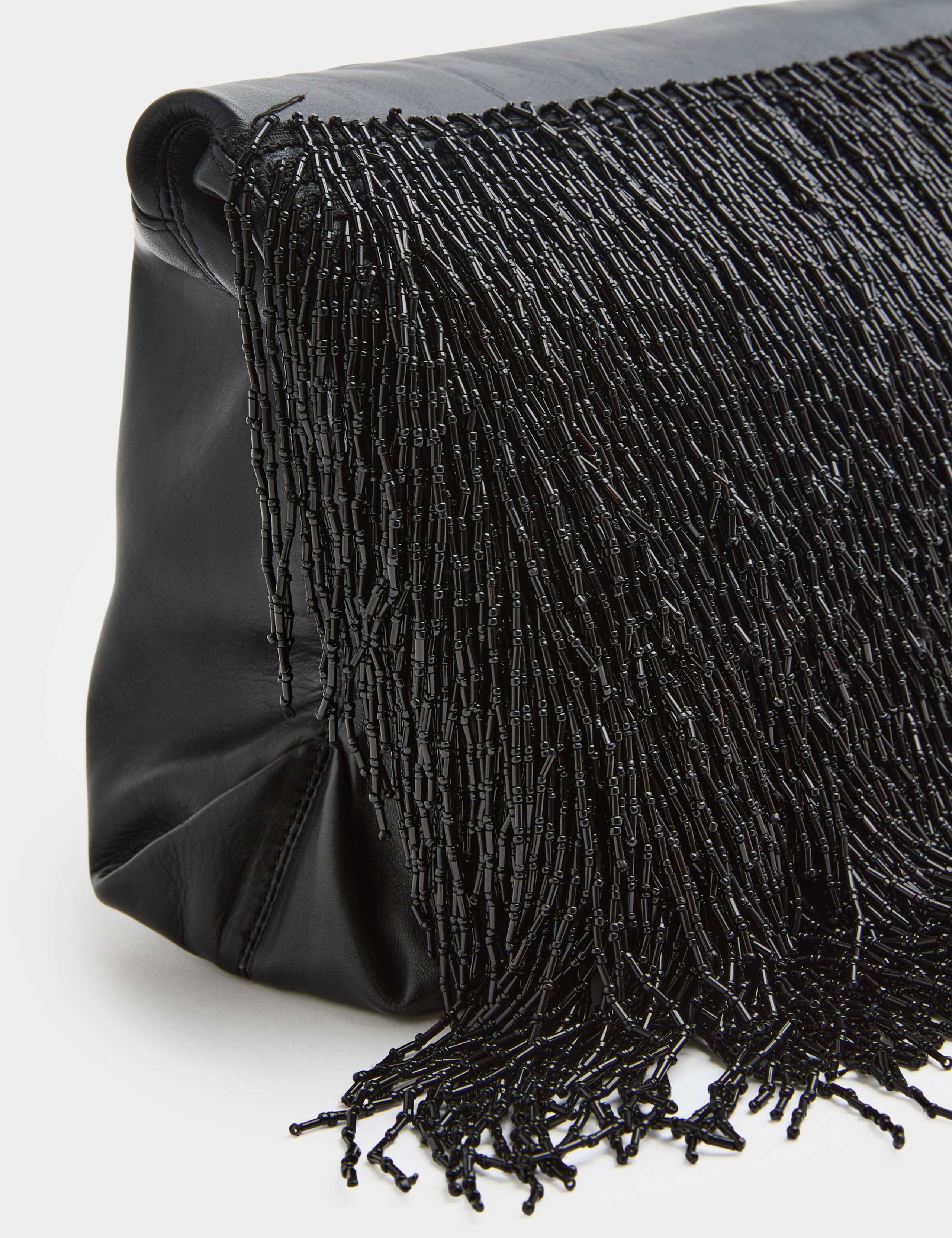 Leather Beaded Underarm Clutch Bag 3 of 4