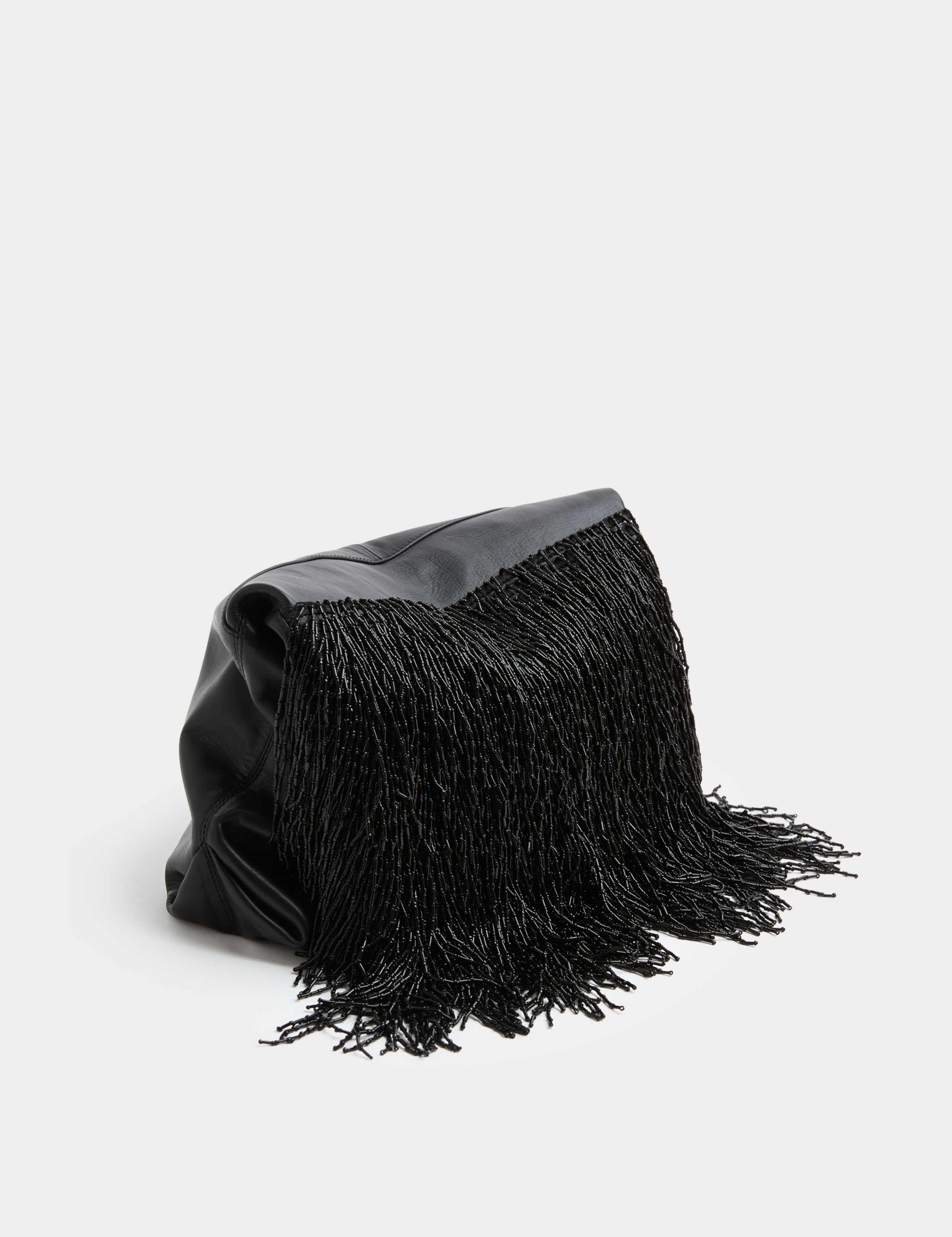 Leather Beaded Underarm Clutch Bag 1 of 4