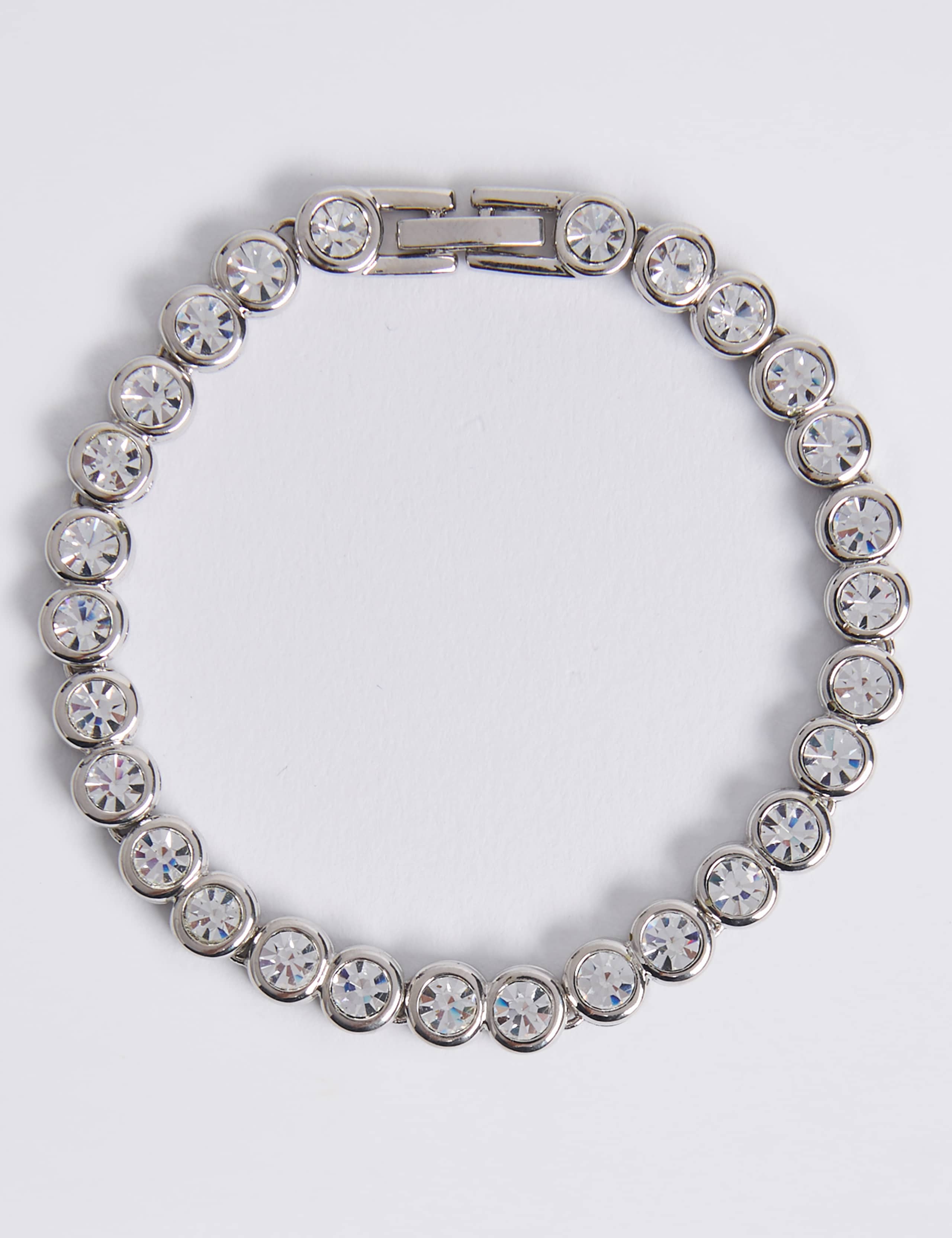 Platinum Plated Diamanté Bracelet 1 of 3