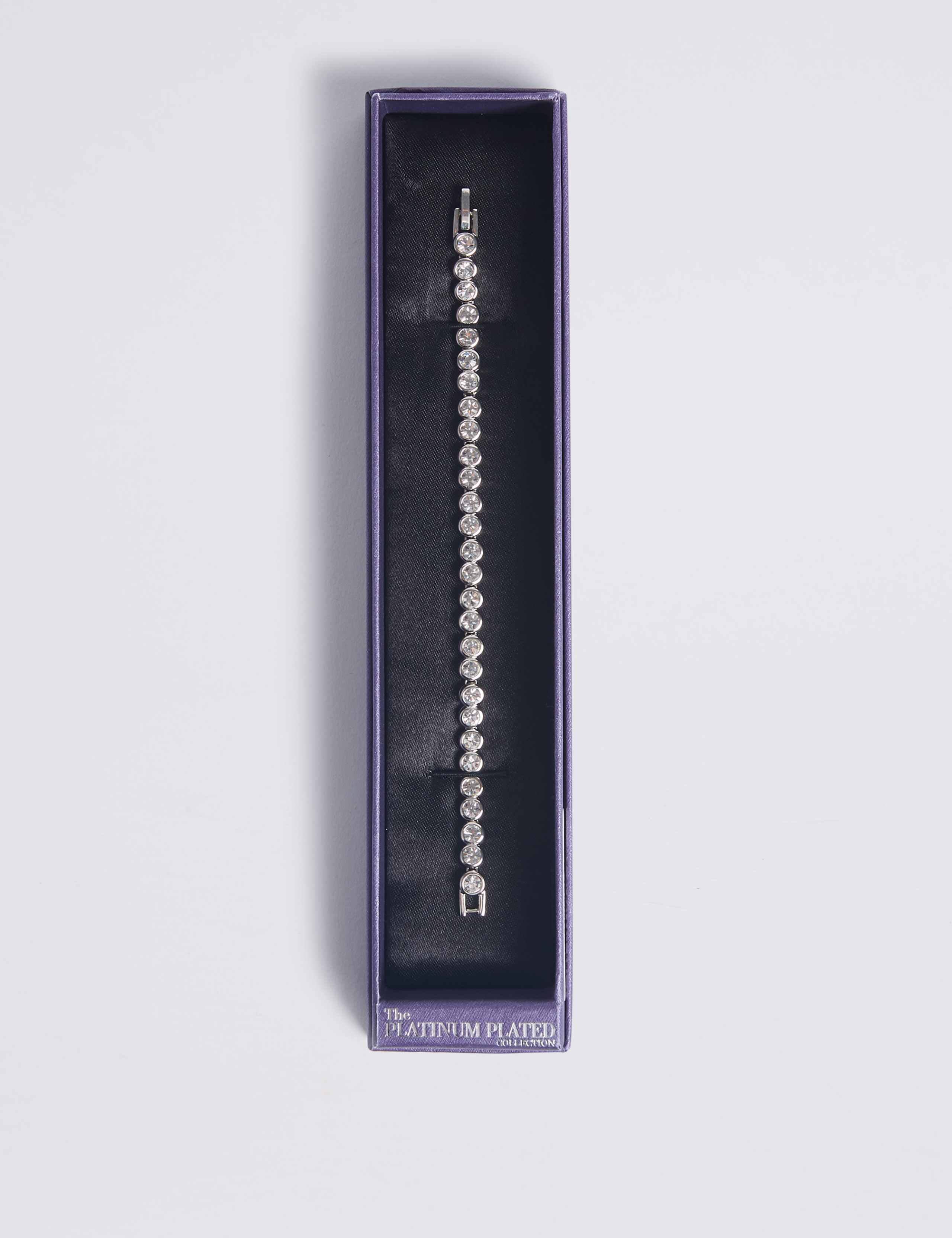 Platinum Plated Diamanté Bracelet 3 of 3