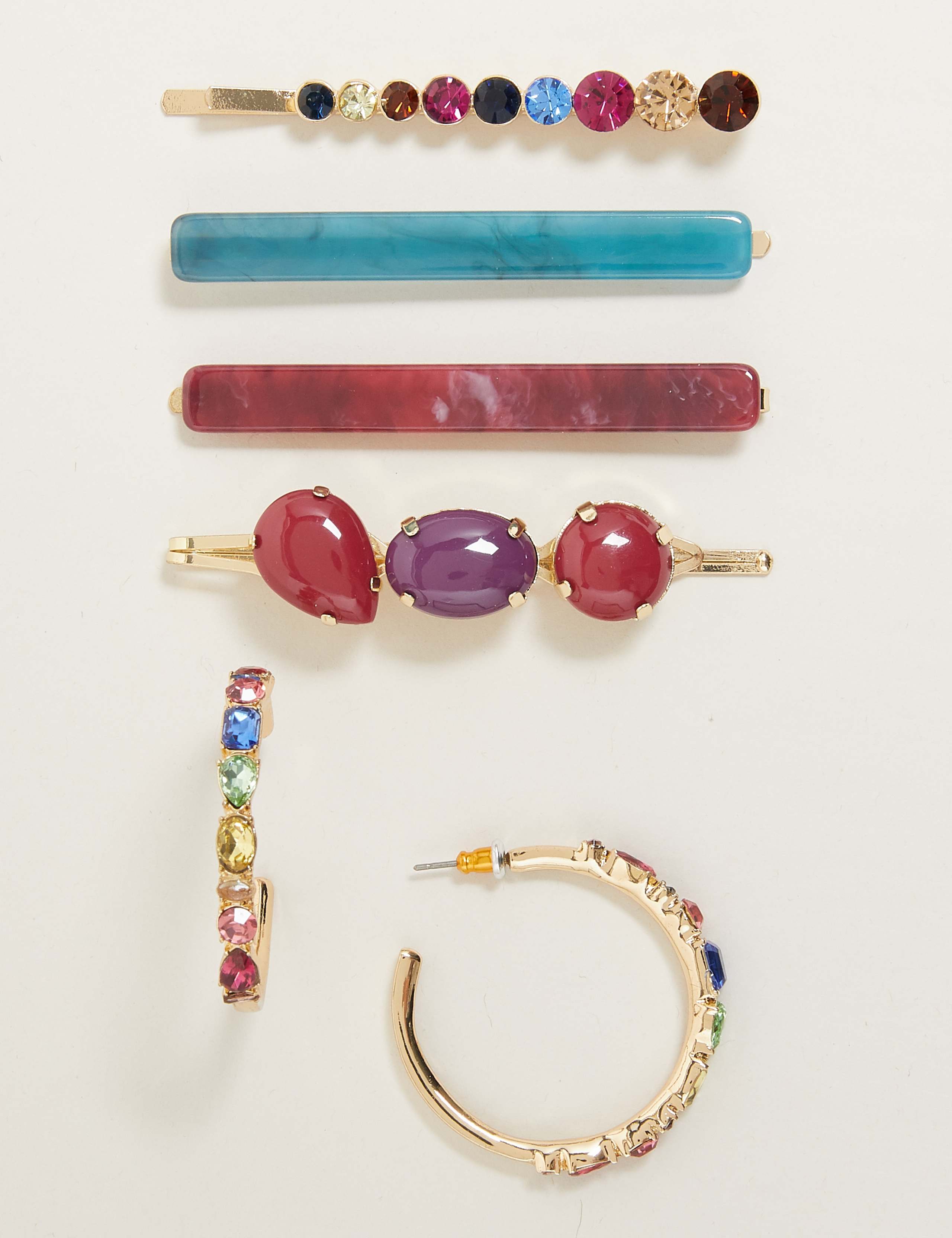 Mixed Stone Earrings & Hair Clip Set 1 of 1