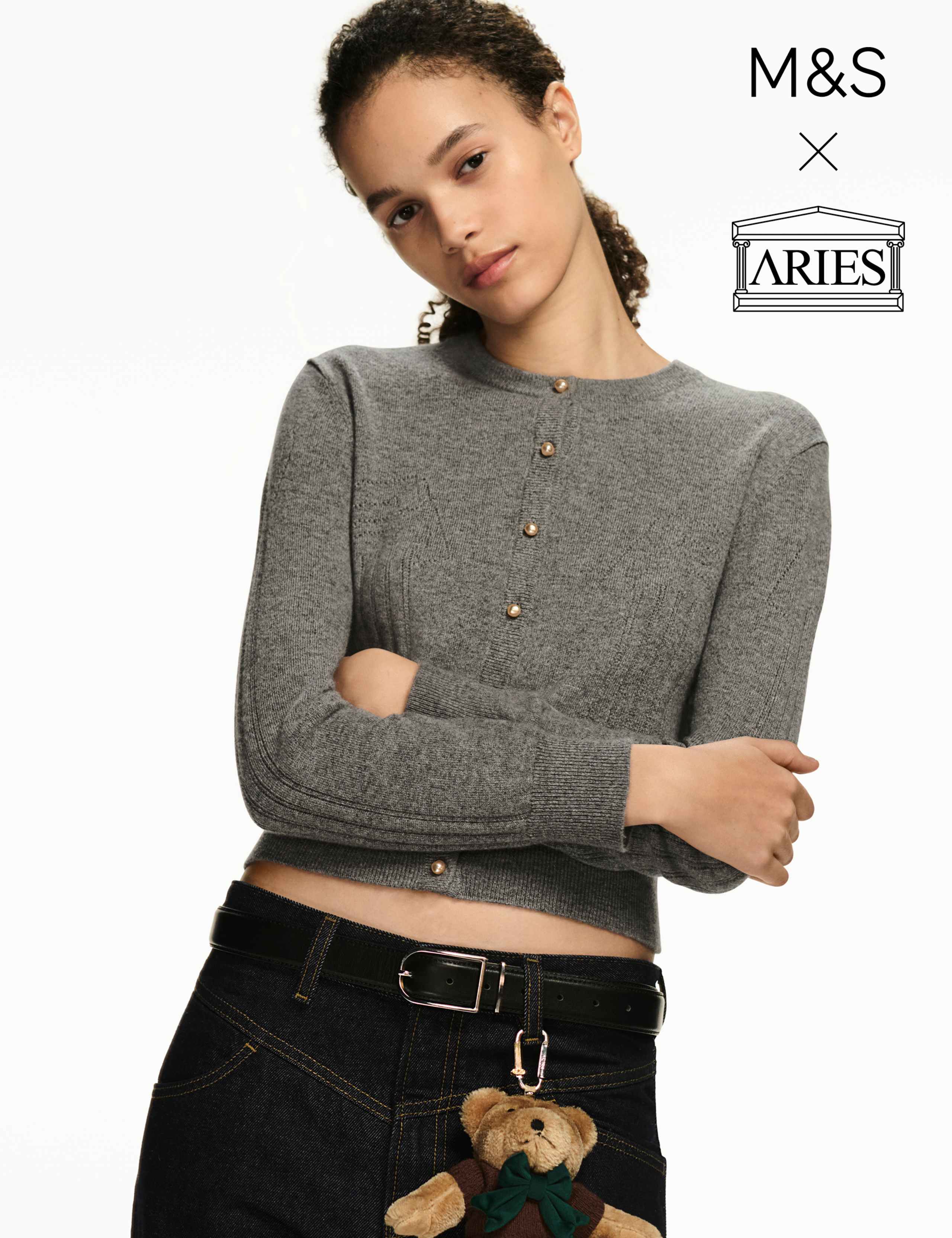 Pure Cashmere Crew Neck Cardigan 1 of 3