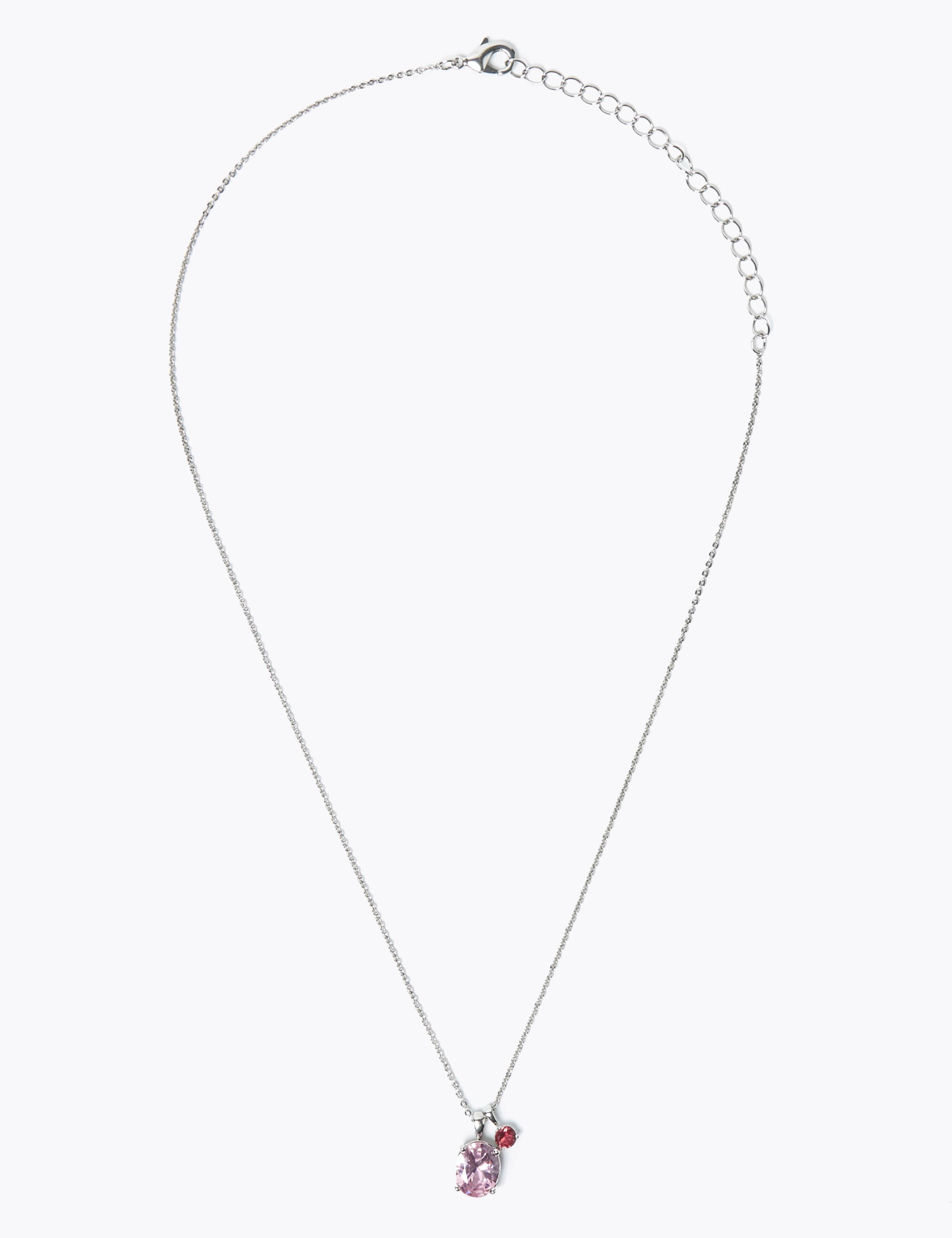 Platinum Plated Oval Stone Necklace 2 of 3