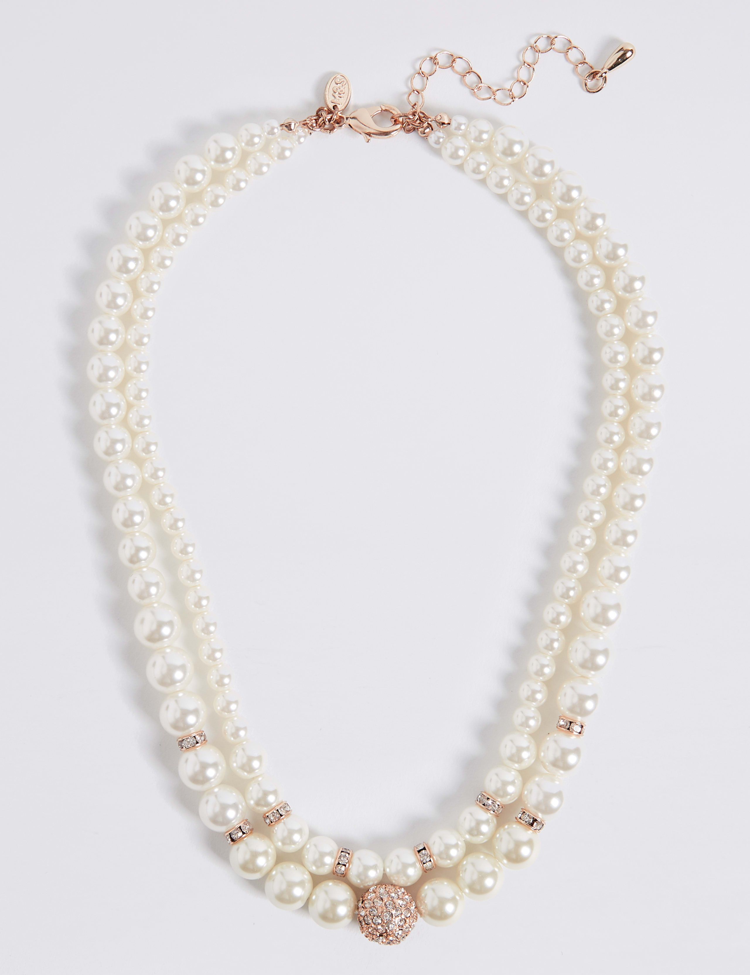 Pearl Effect Double Row Necklace 2 of 2