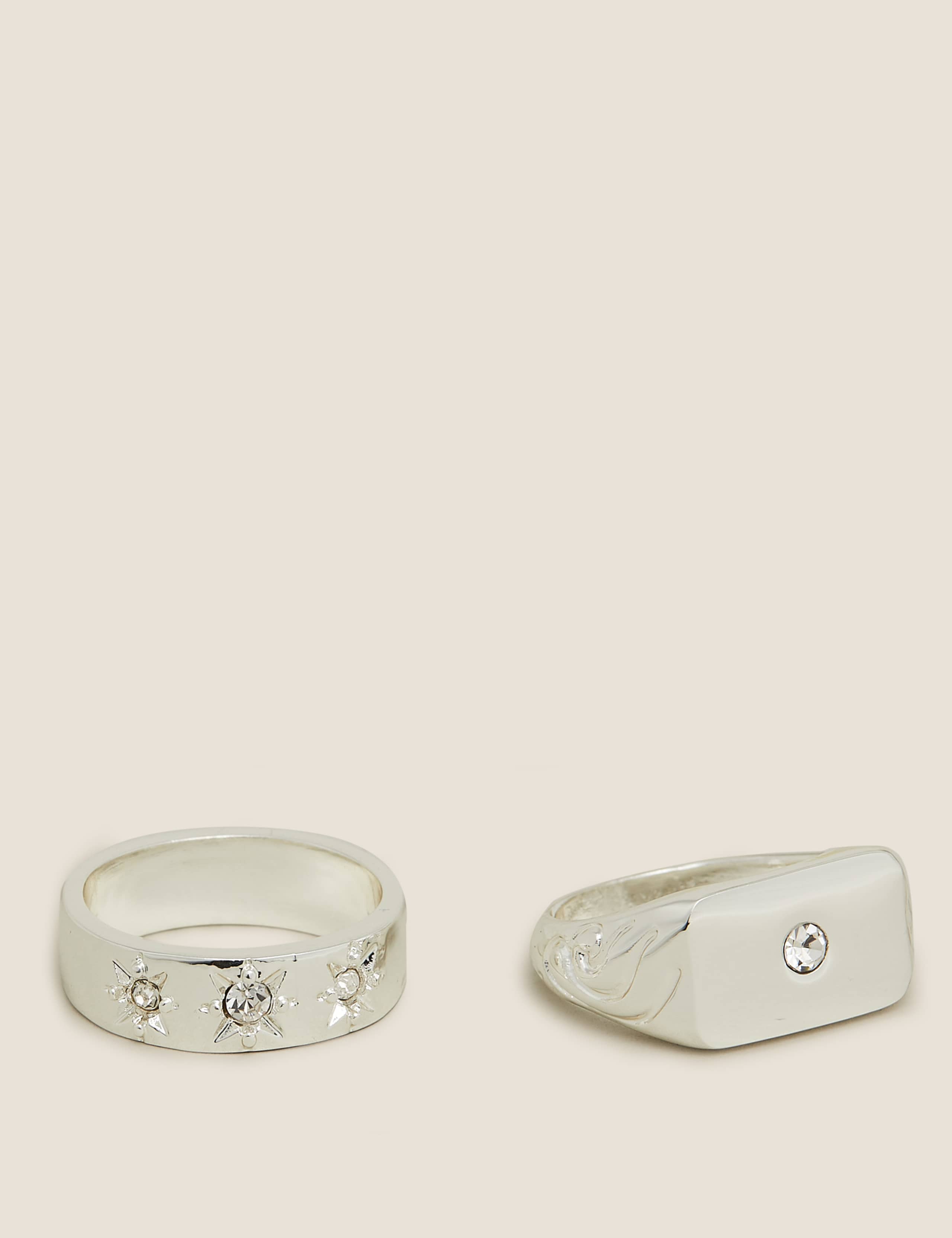 2 Pack Silver Tone Sparkle Chunky Rings 1 of 1