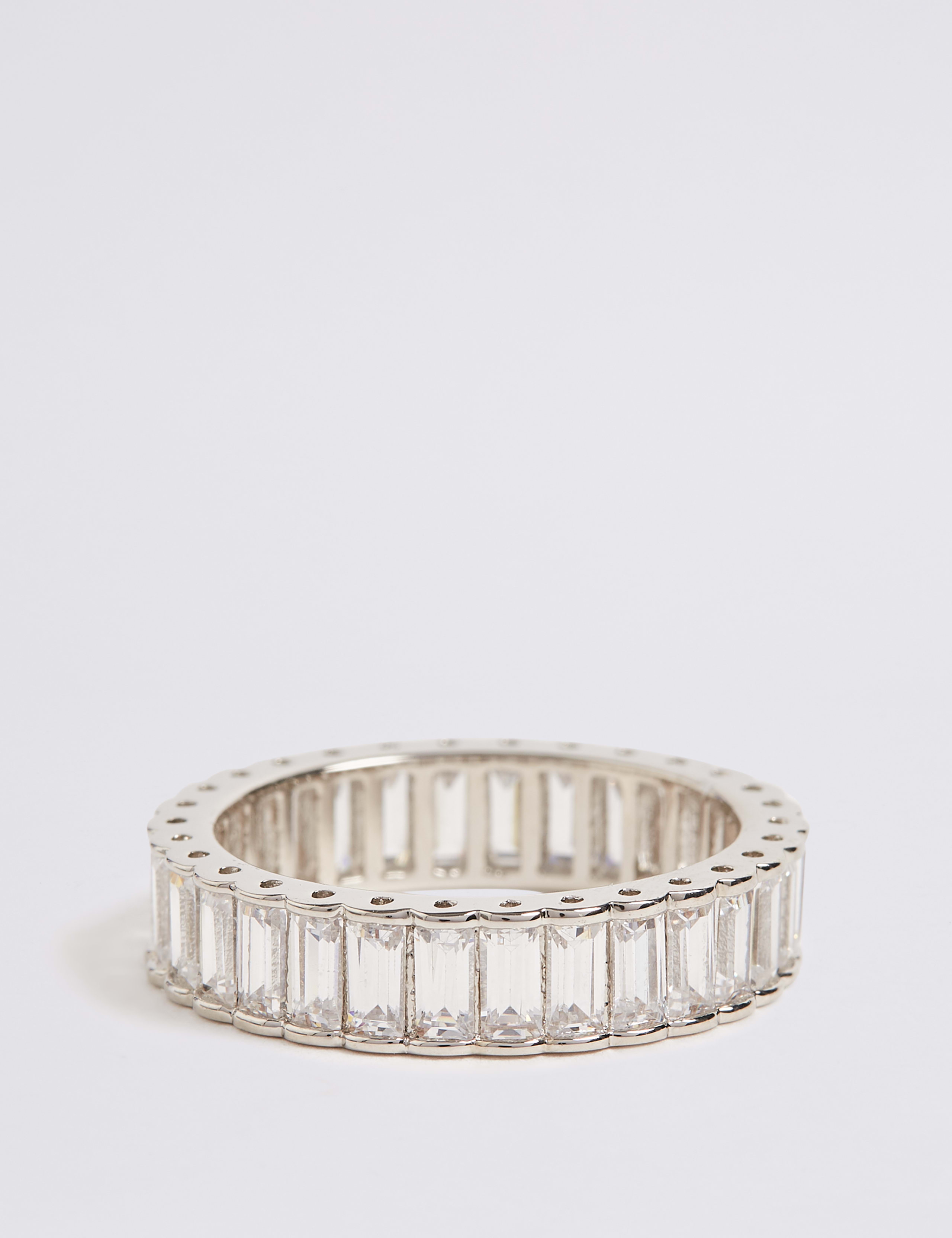 Platinum Plated Baguette Band Ring 1 of 2