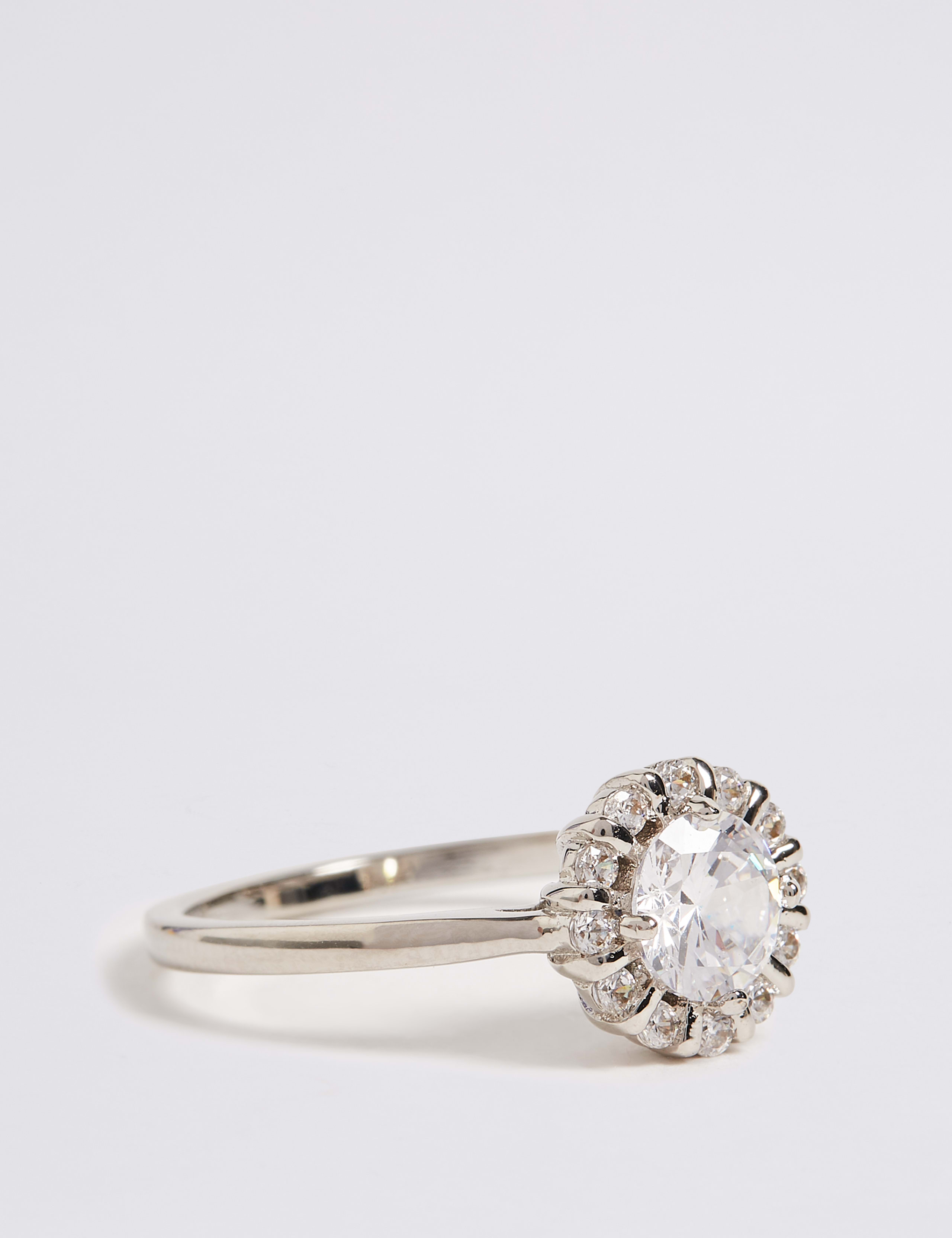 Platinum Plated Round Stone Ring 1 of 2