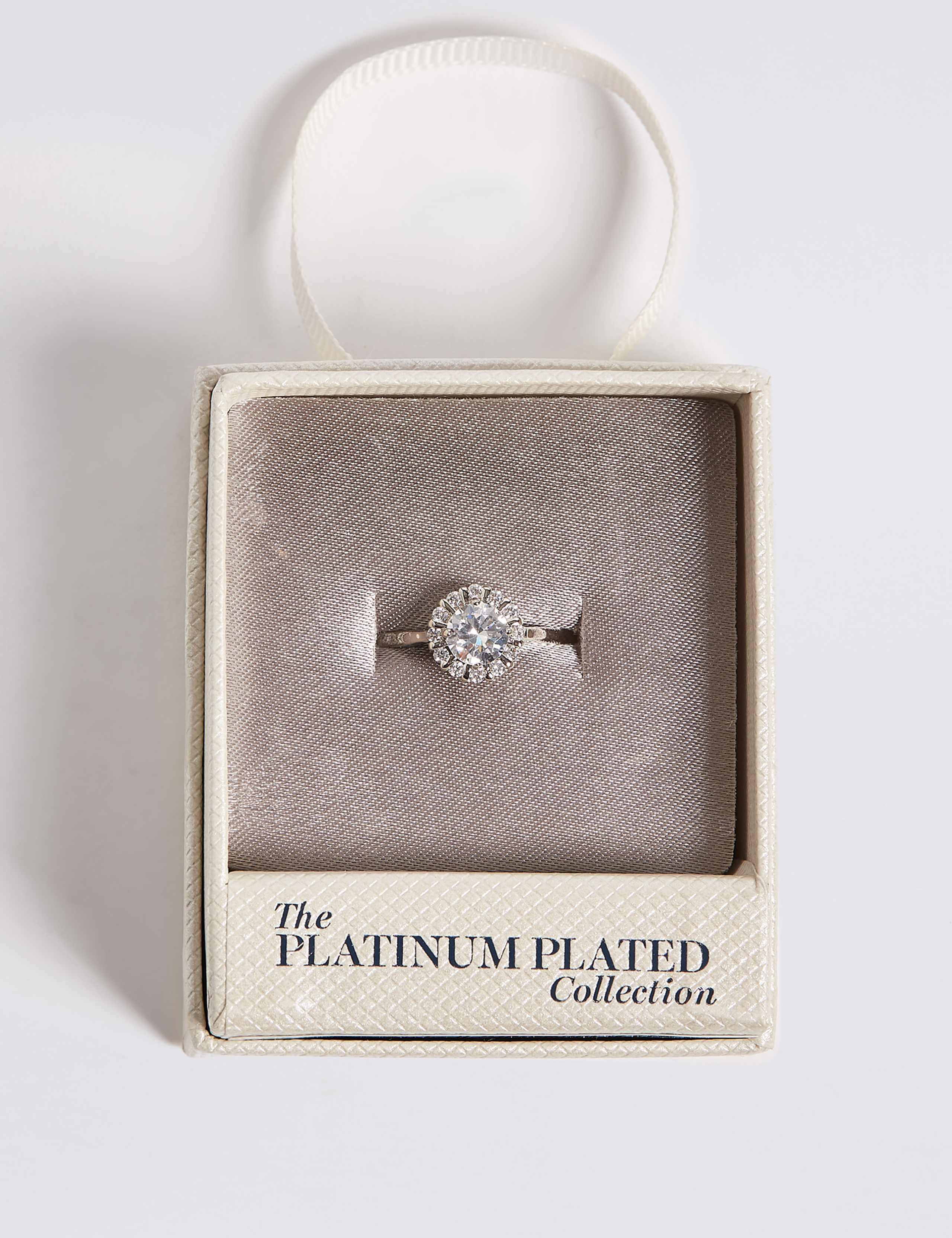 Platinum Plated Round Stone Ring 2 of 2