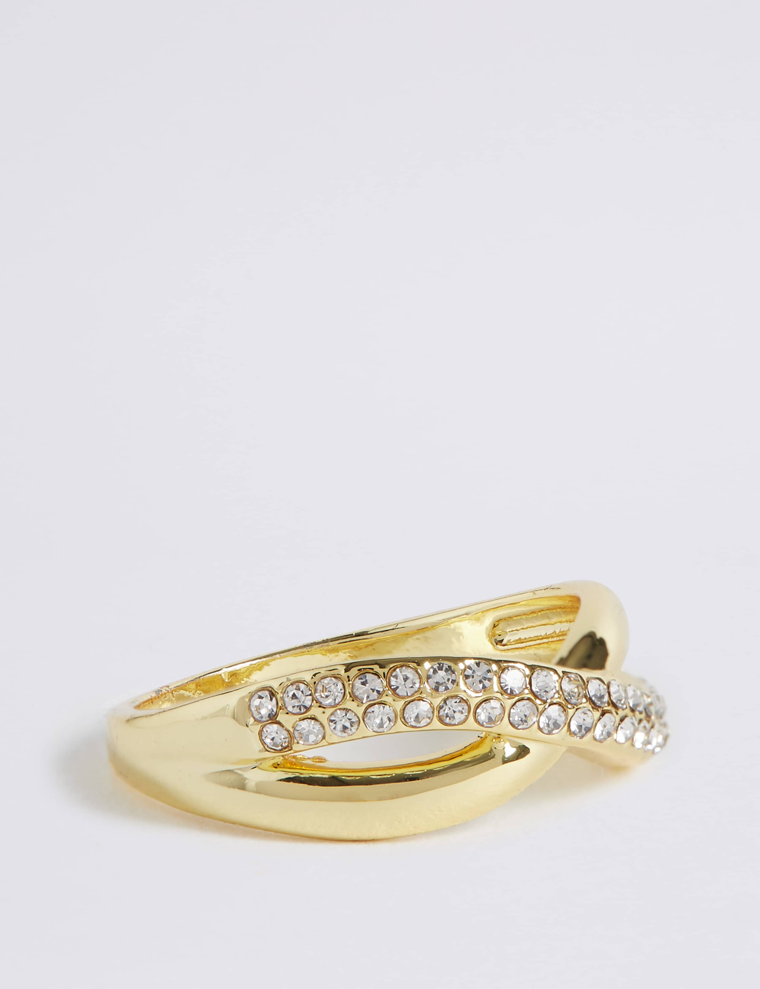 Gold Plated Diamanté Pave Ring 1 of 3