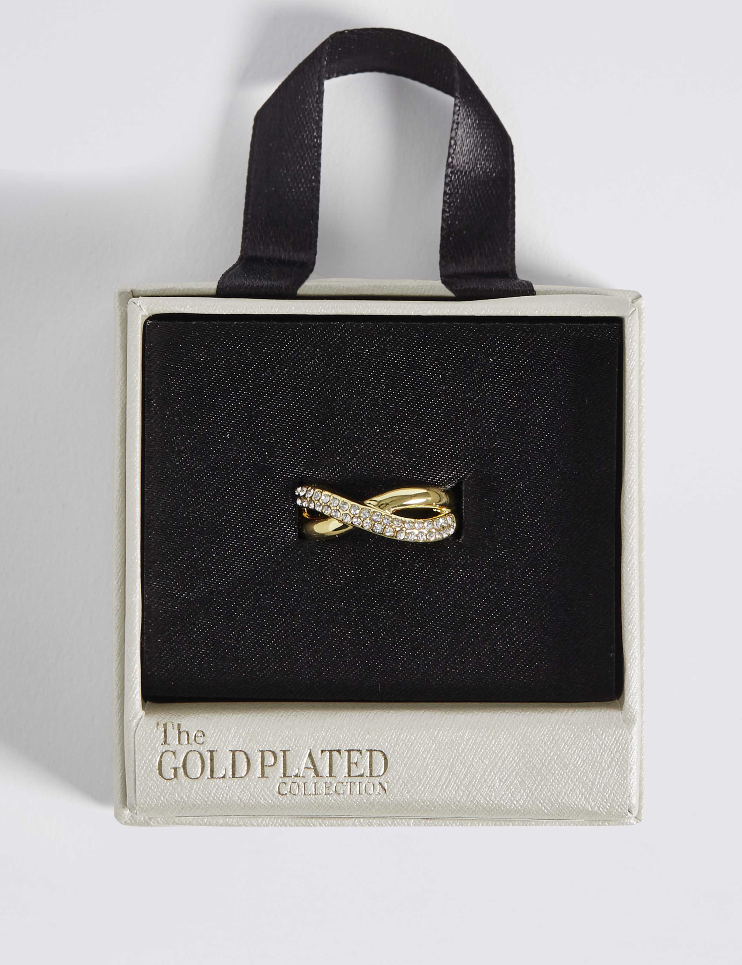 Gold Plated Diamanté Pave Ring 3 of 3