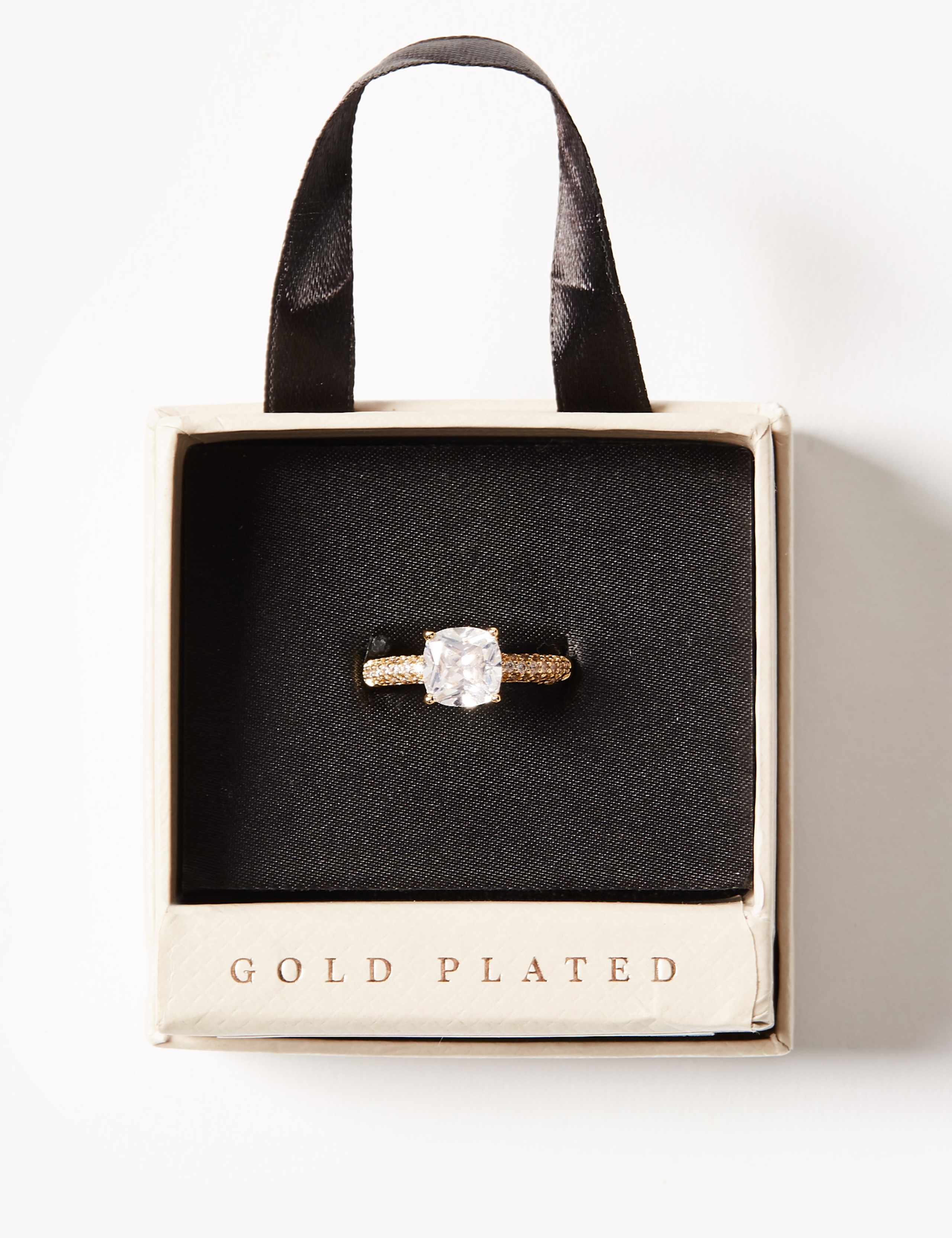 Gold Plated Square Sparkle Ring 2 of 2