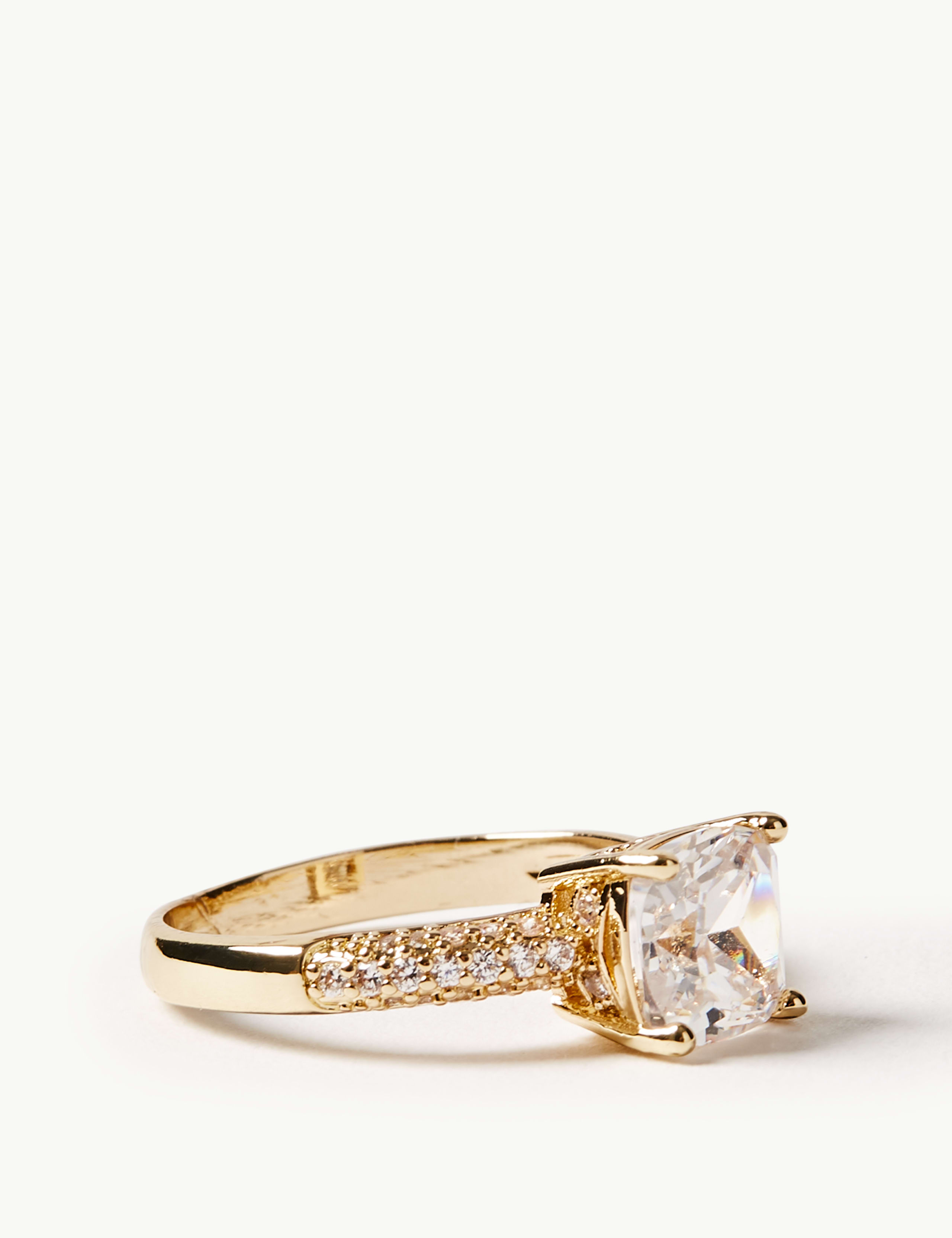 Gold Plated Square Sparkle Ring 1 of 2