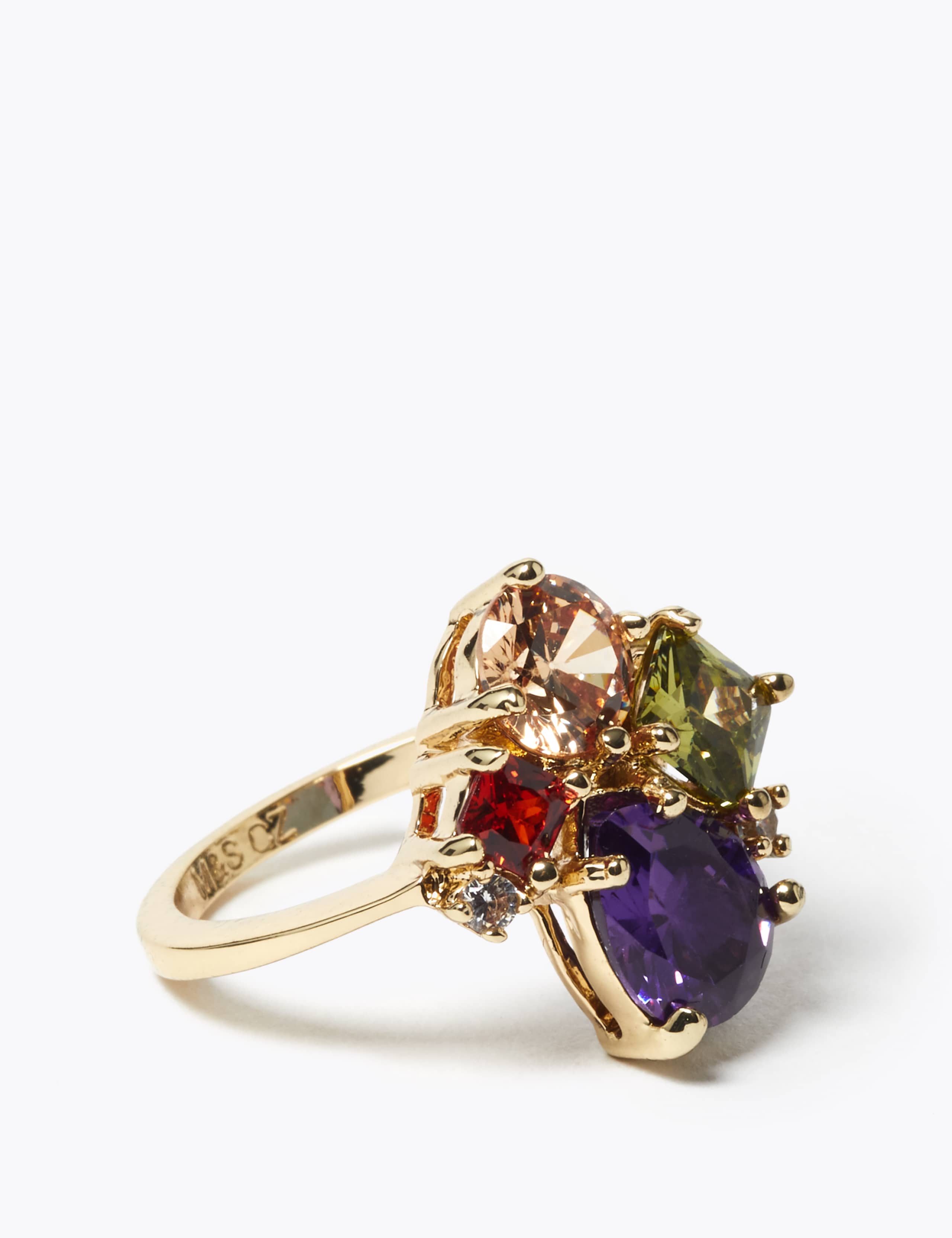 Gold Plated Gem Cluster Ring 1 of 1