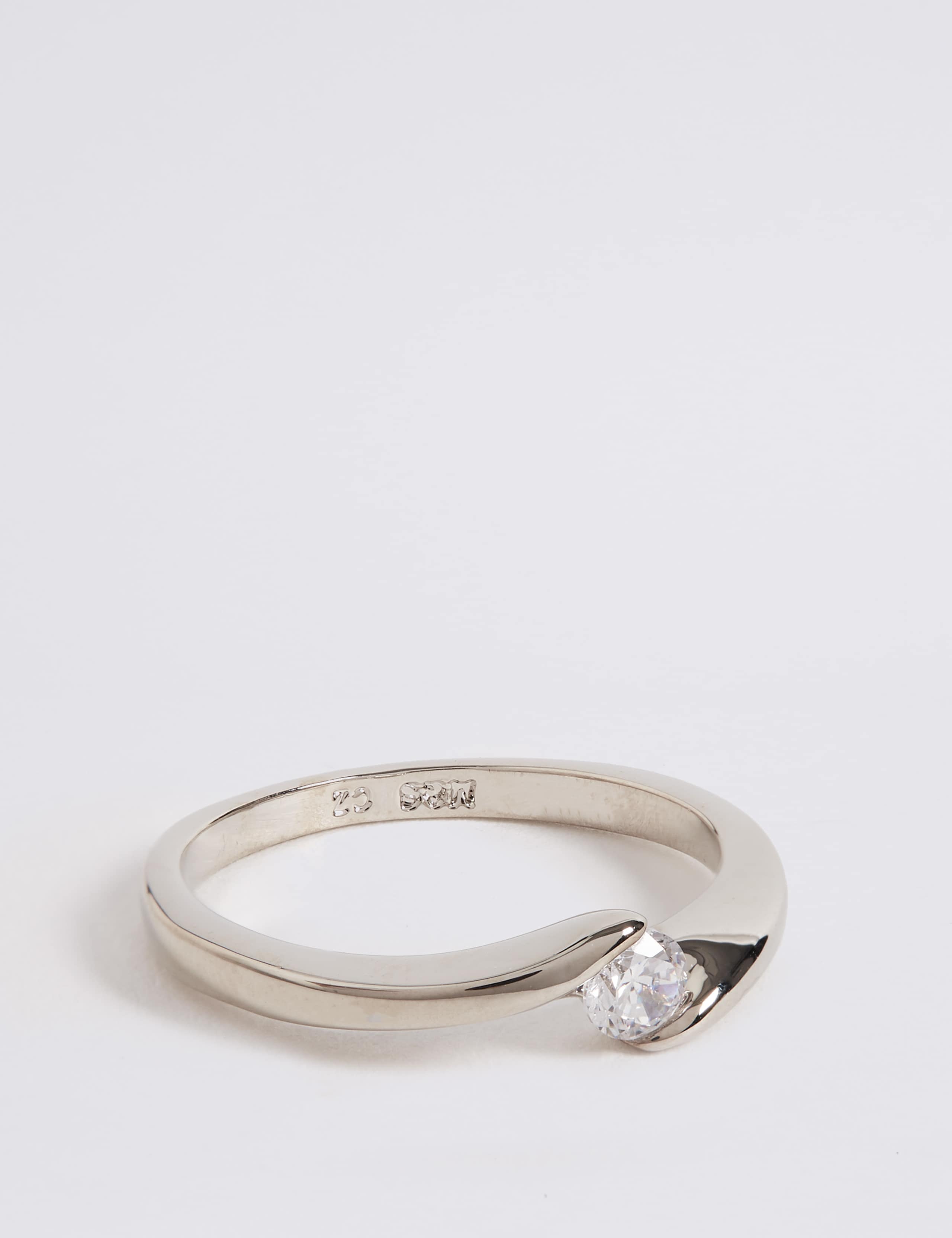 Platinum Plated Twisted Diamanté Ring 1 of 3