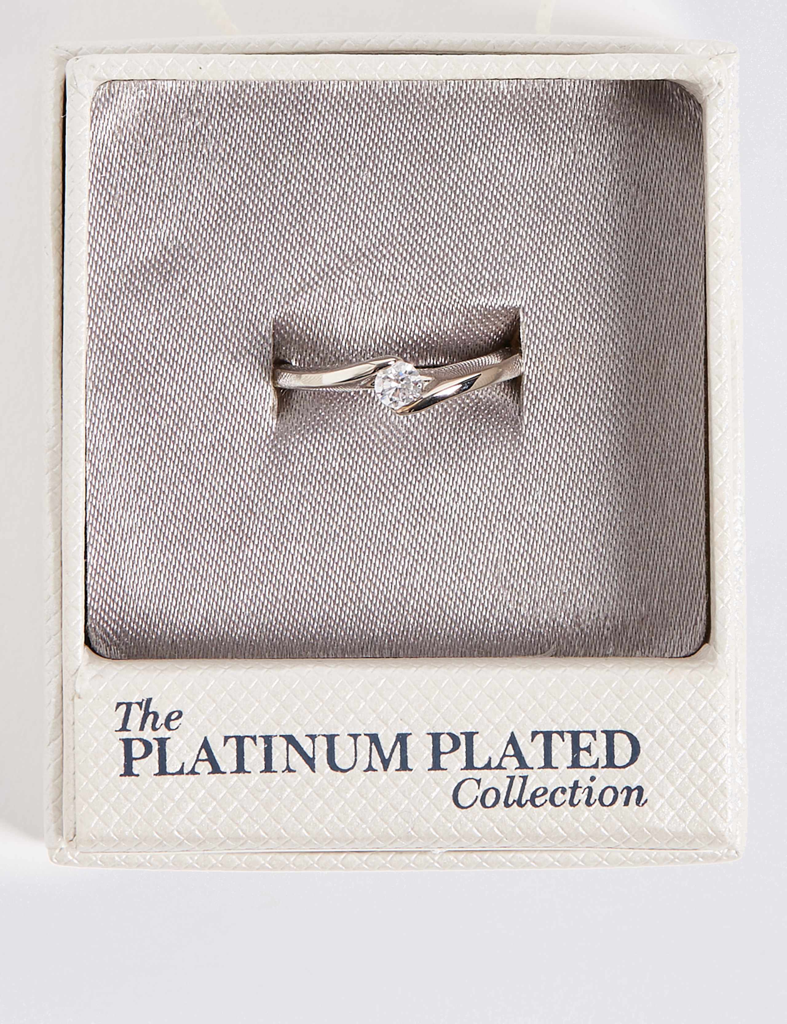 Platinum Plated Twisted Diamanté Ring 3 of 3