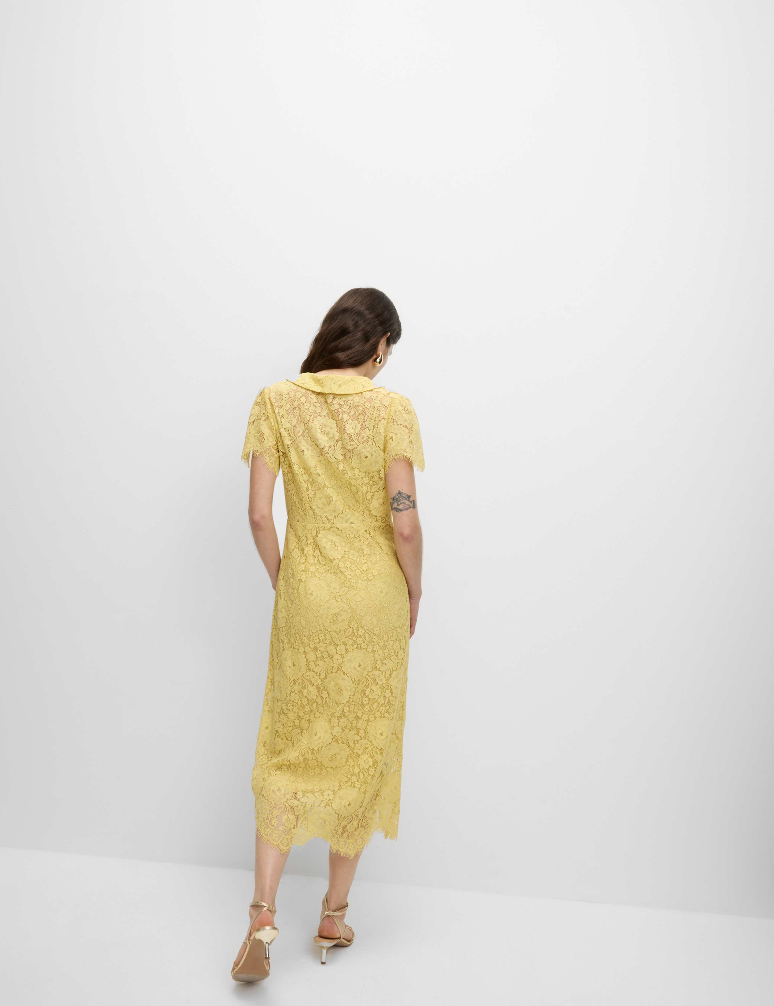 Lace Button Through Midi Tea Dress With Cotton 7 of 8