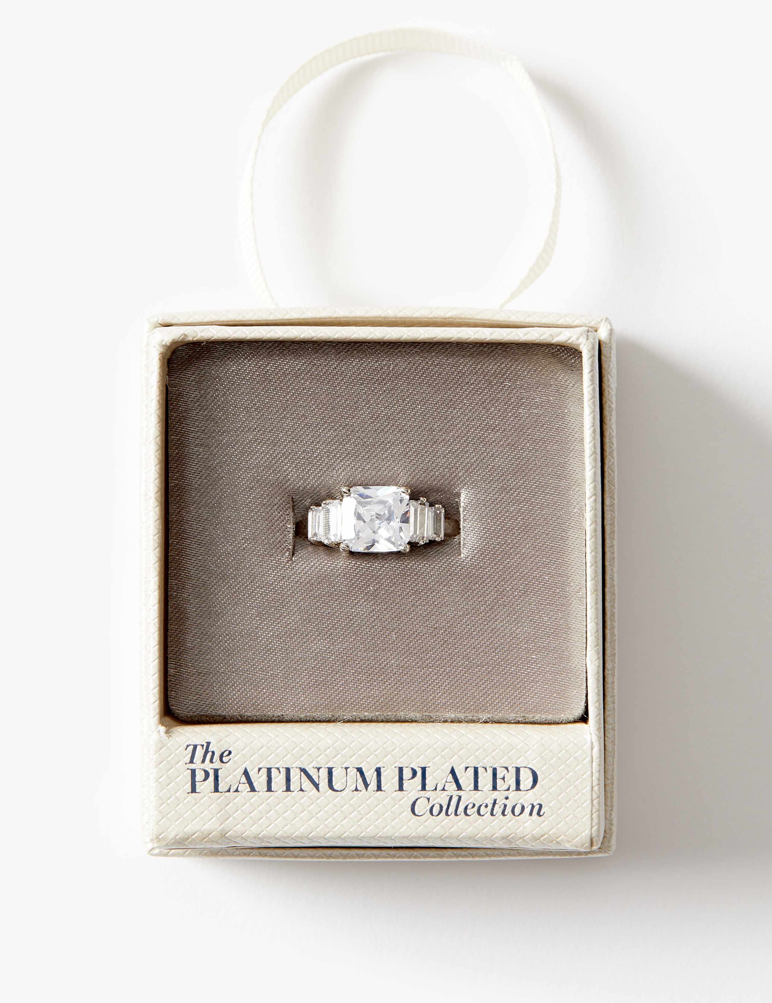 Platinum Plated Square Trilogy Ring 2 of 2