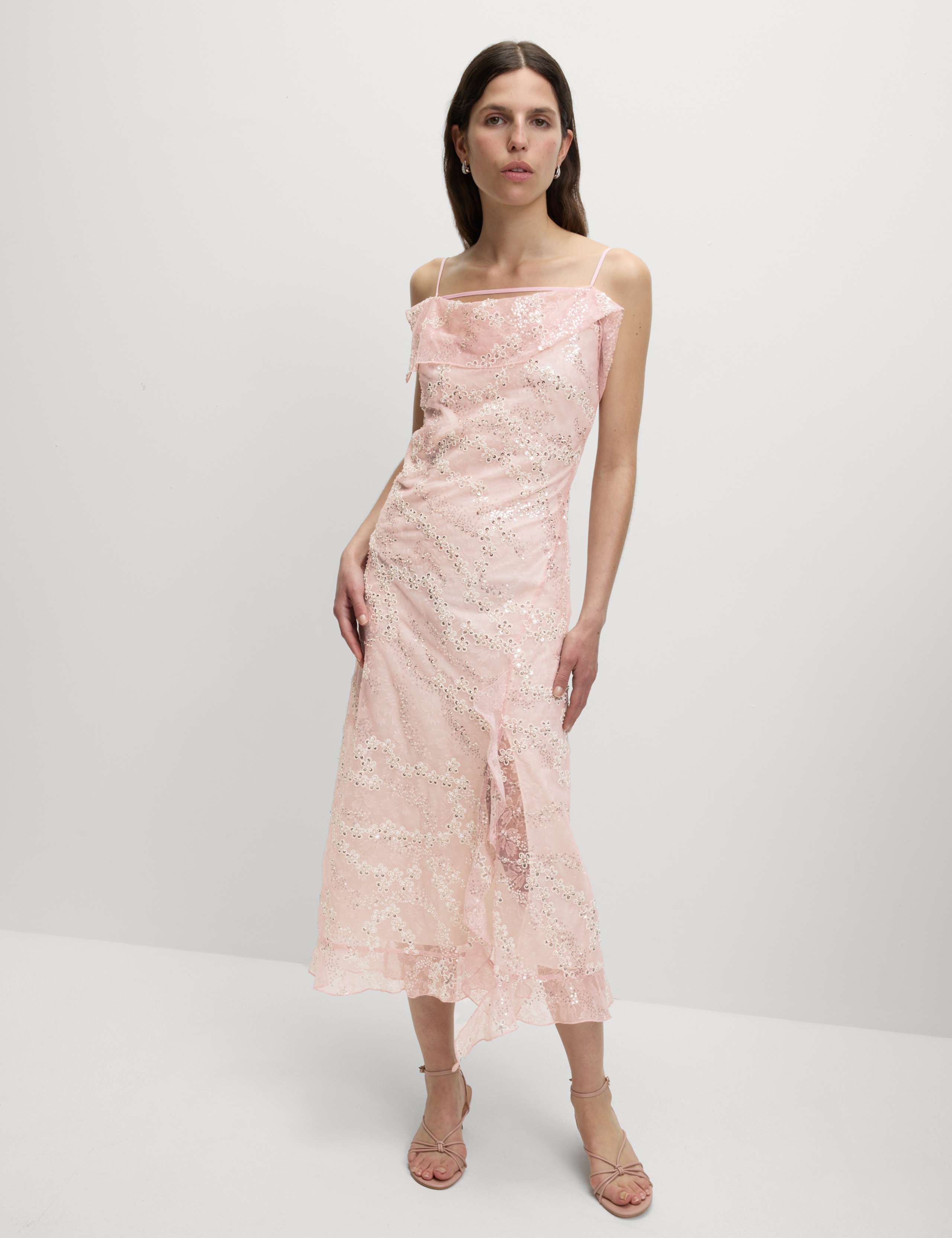 Embellished Lace Frill Midaxi Column Dress 4 of 7