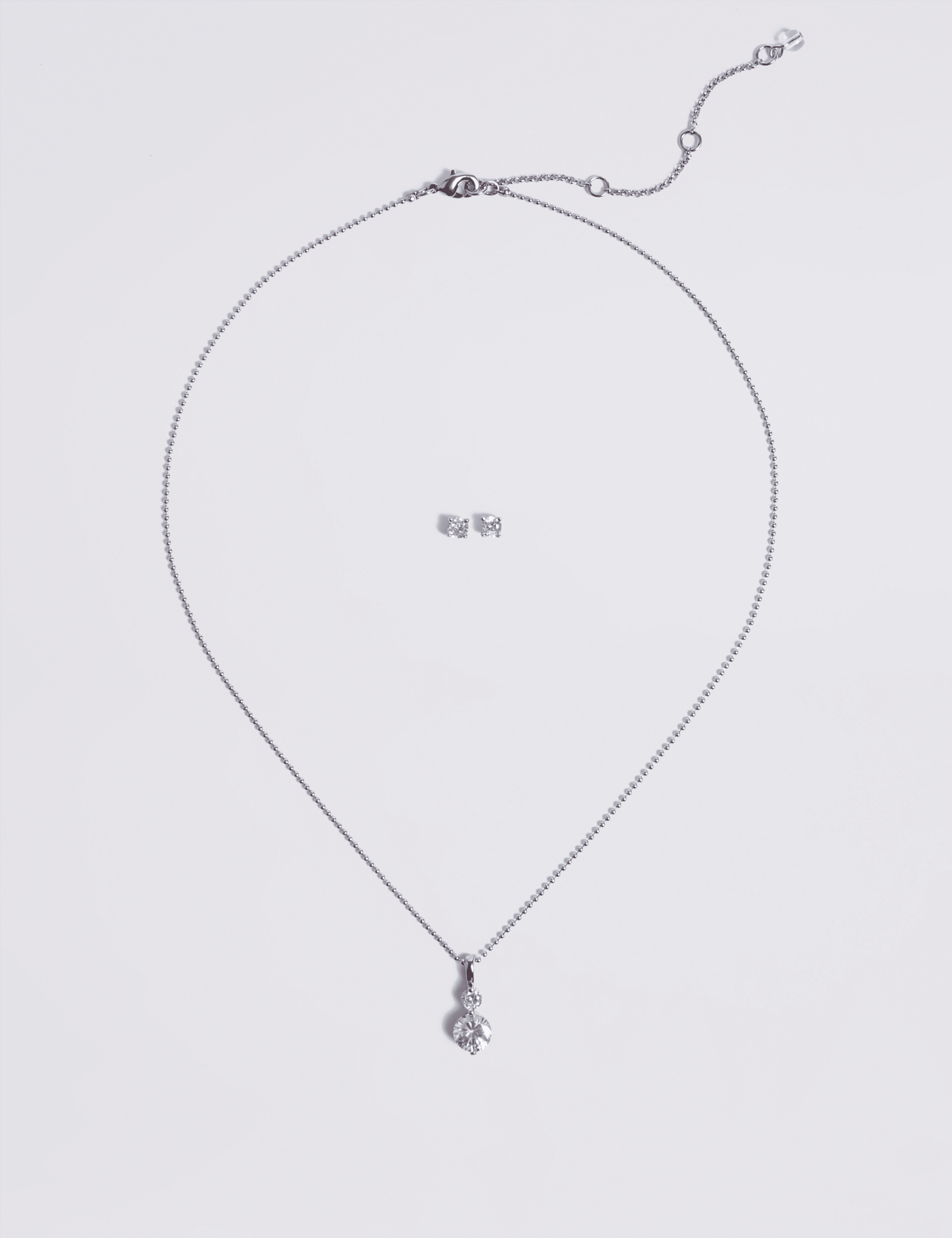 Platinum Plated Necklace & Earrings Set 1 of 1